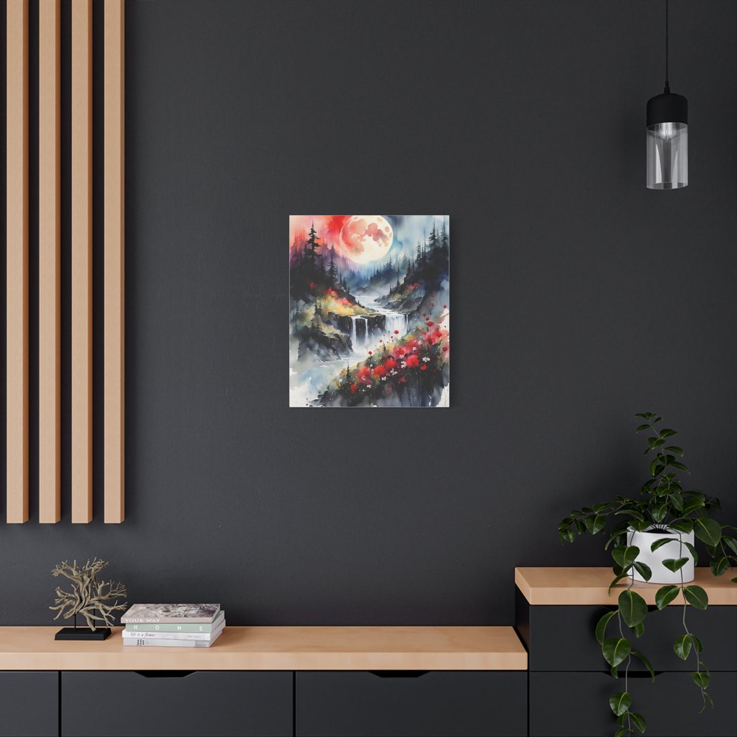 Moon Over the Stream Abstract Art