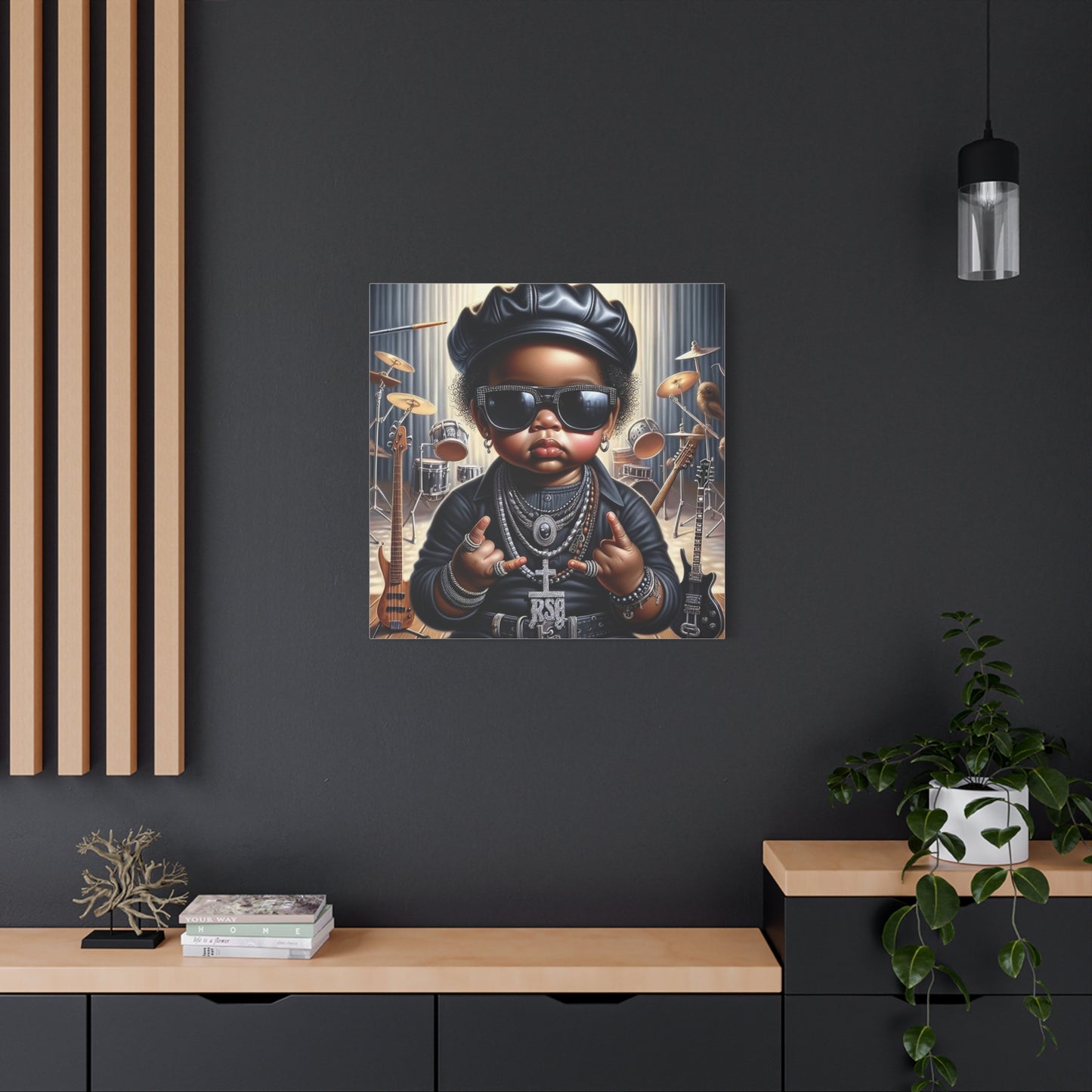 Cool Little Boy Black Canvas Art