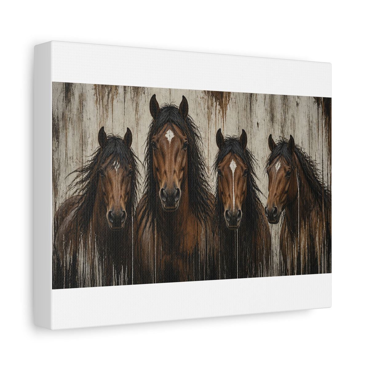 Brown Horses Matte Canvas Wall Art — Stretched 1.25"