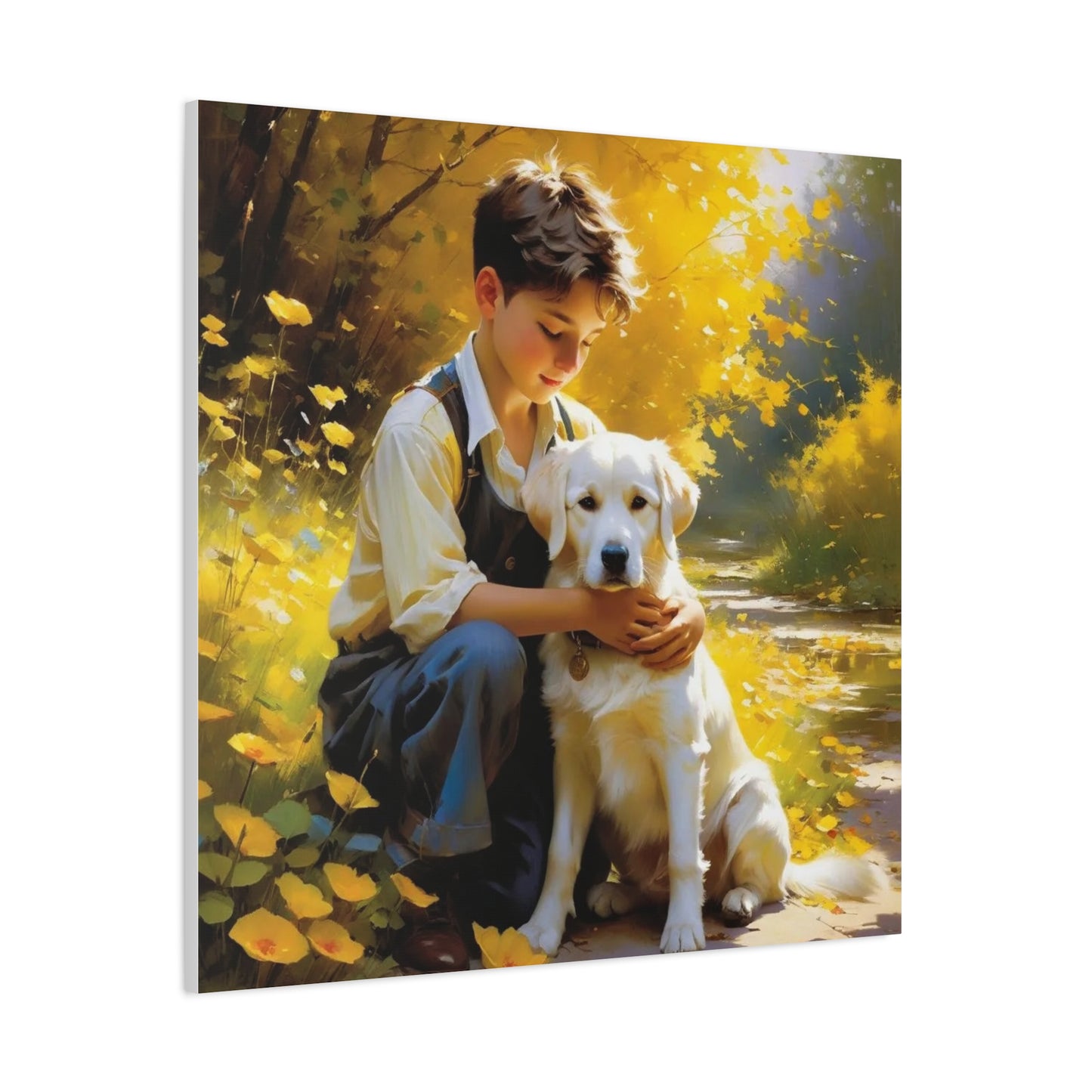 A Boy and His Labrador Retriever Puppy Art