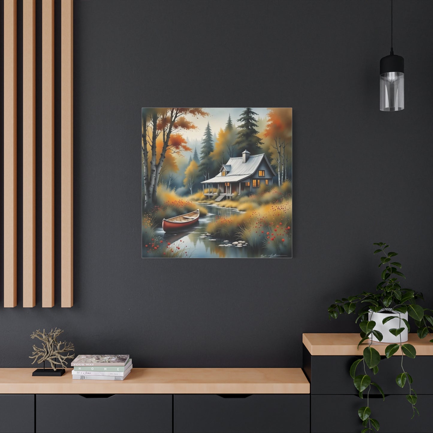 Cabin on a Stream Abstract Art