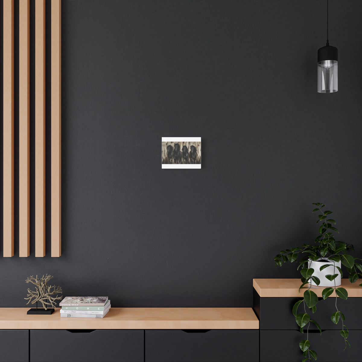 Black Horses Matte Canvas Wall Art — Stretched 1.25"