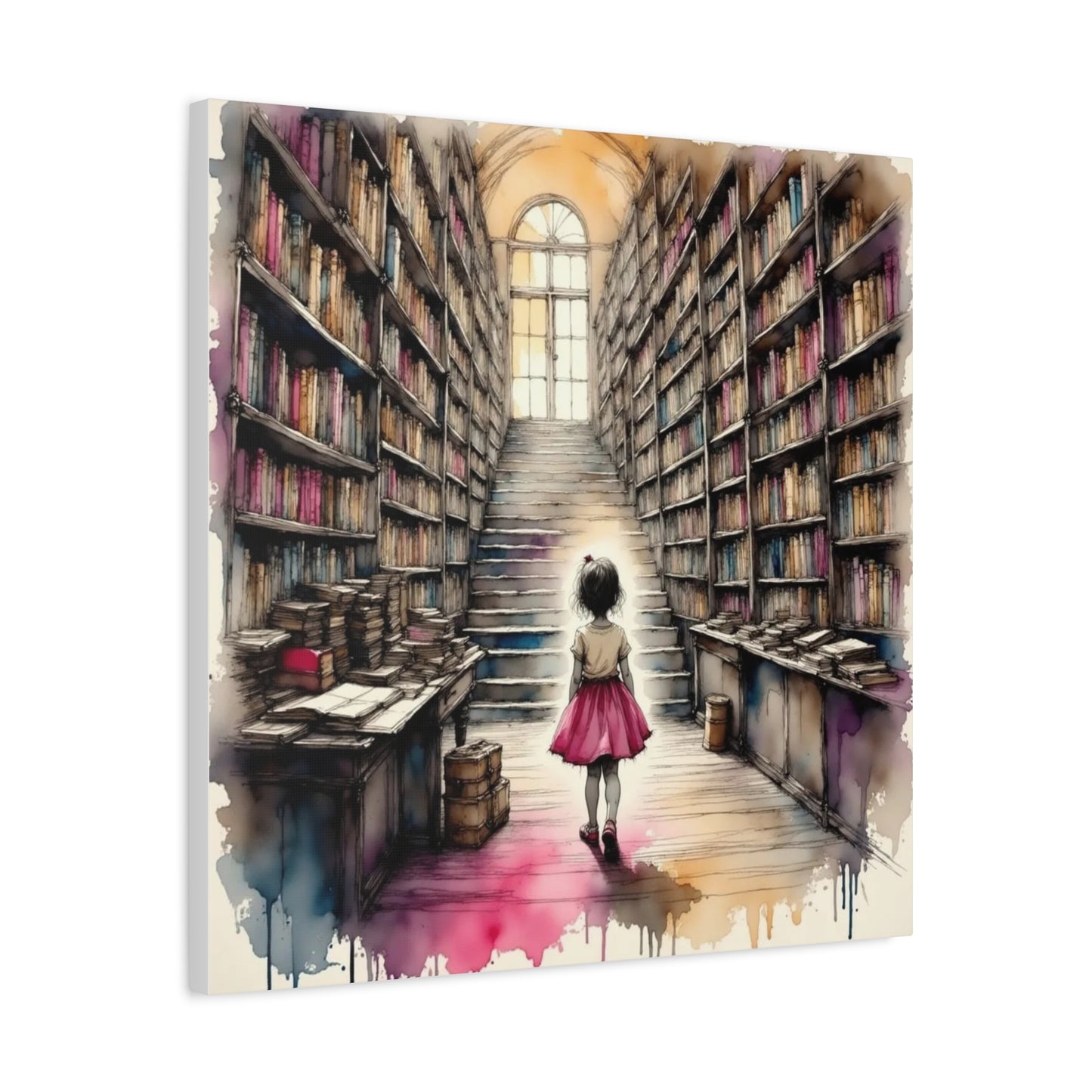 Girl in the Library Abstract Art