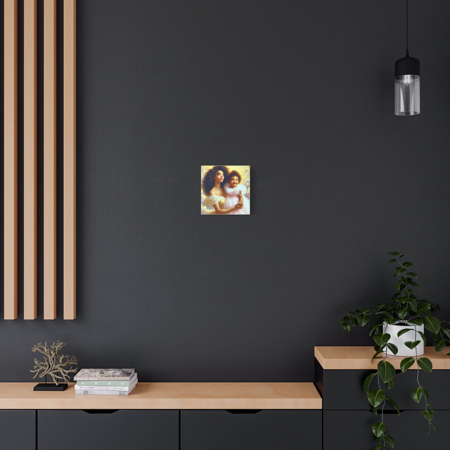 Mother and Daughter Black Canvas Art