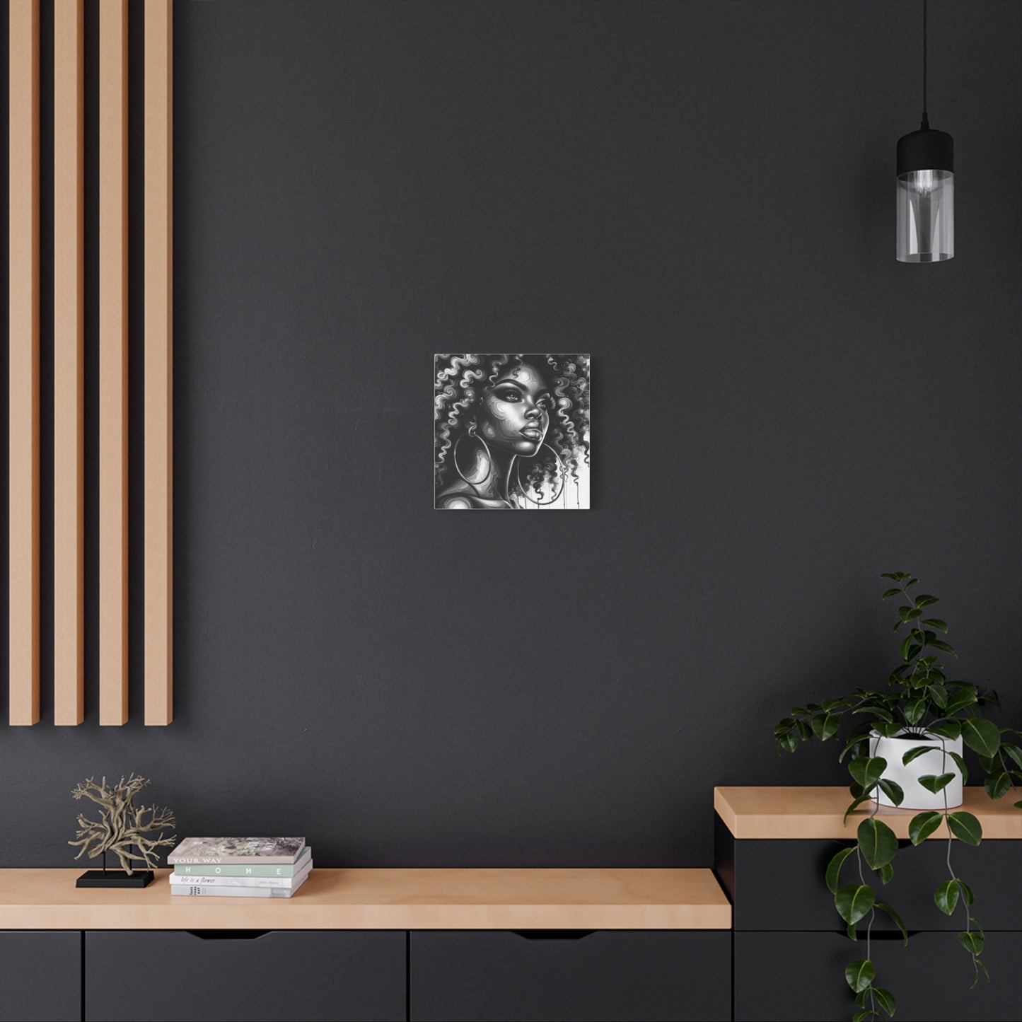 Beautiful Woman Abstract Black Canvas Art
