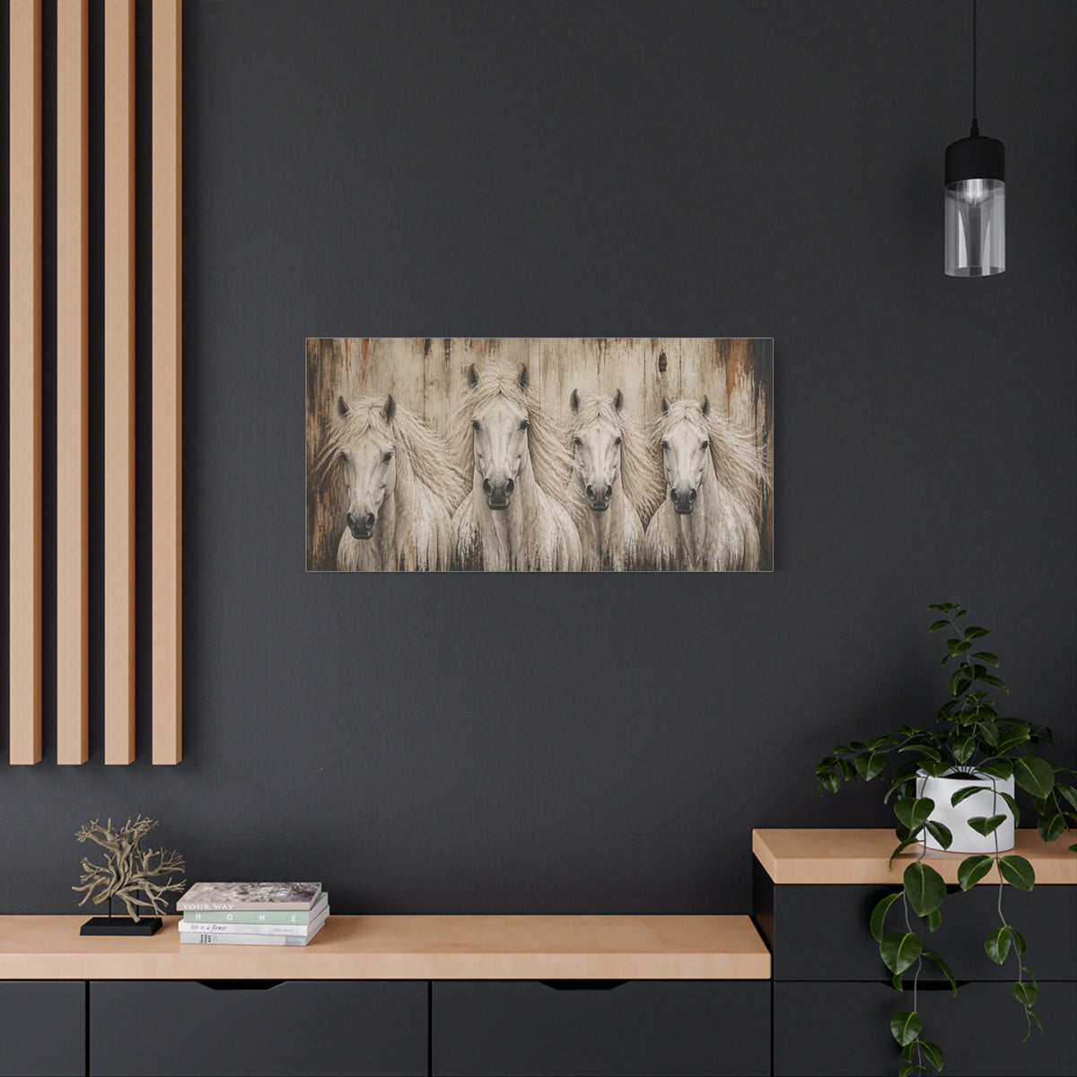 White Horses Matte Canvas Wall Art — Stretched 1.25"