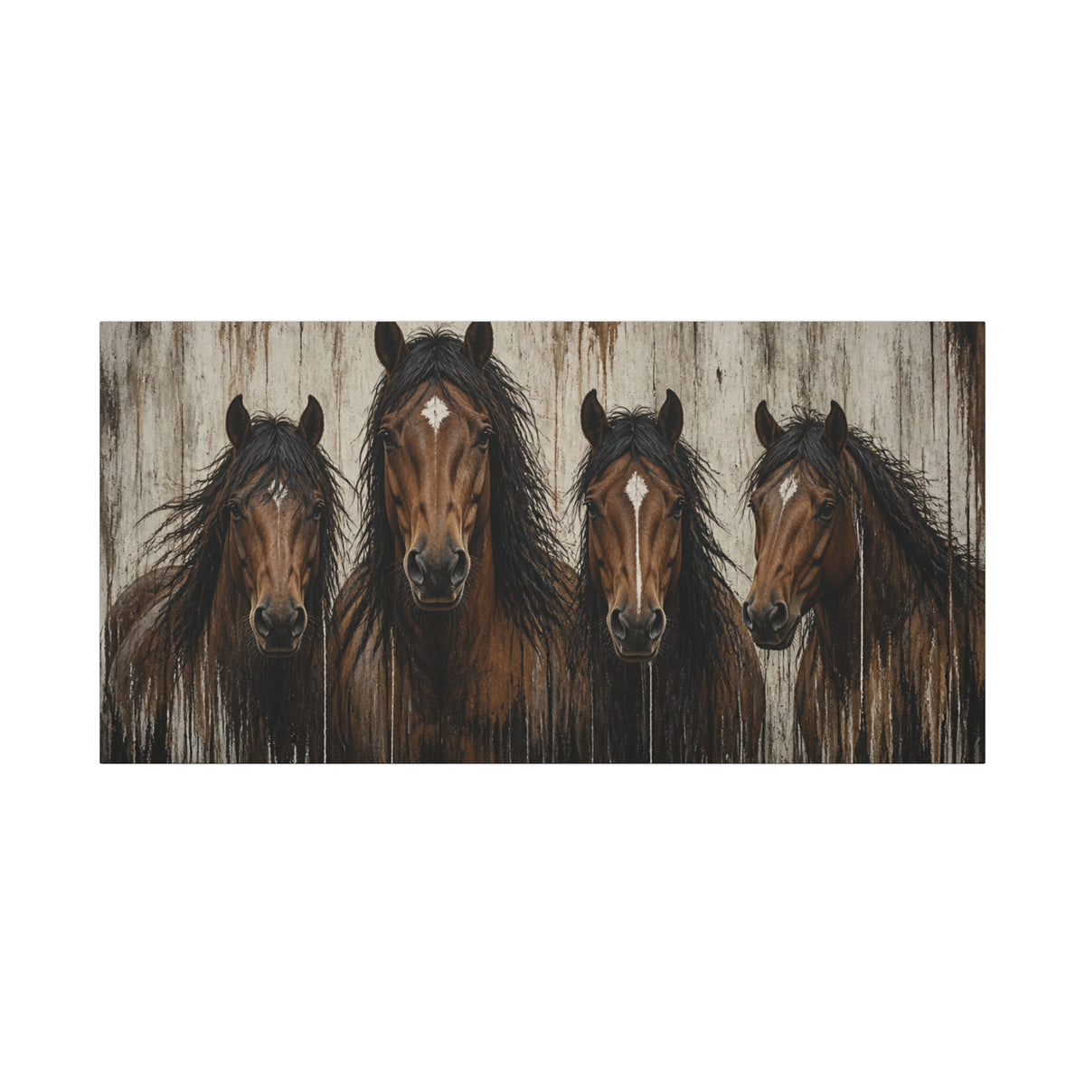 Brown Horses Matte Canvas Wall Art — Stretched 1.25"