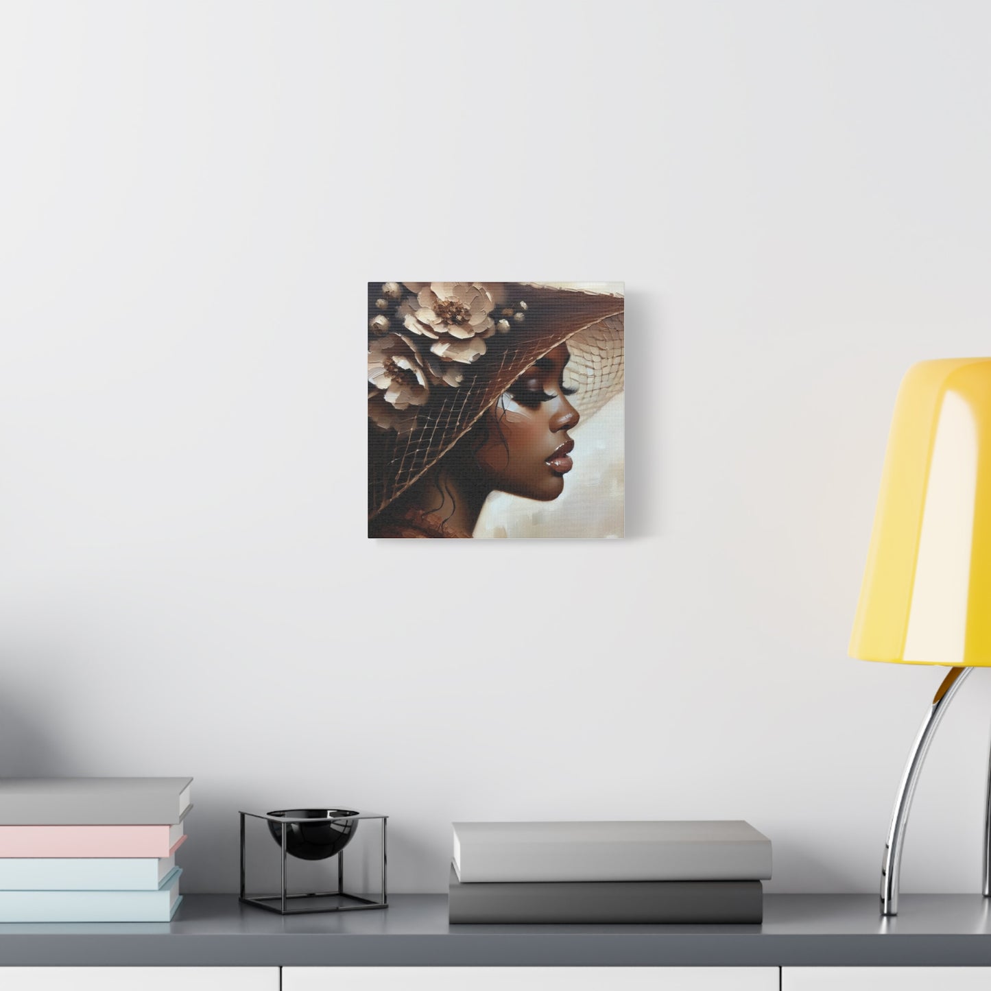 Beautiful Black Woman in Brown Hat Canvas Art