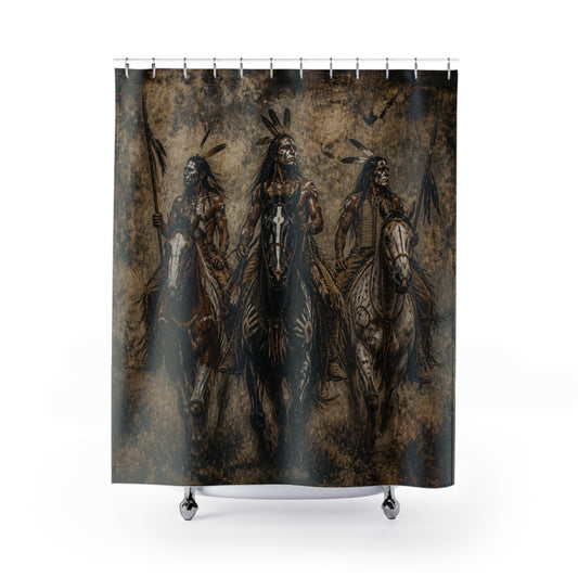 Native American Warriors Western Rustic Shower Curtain