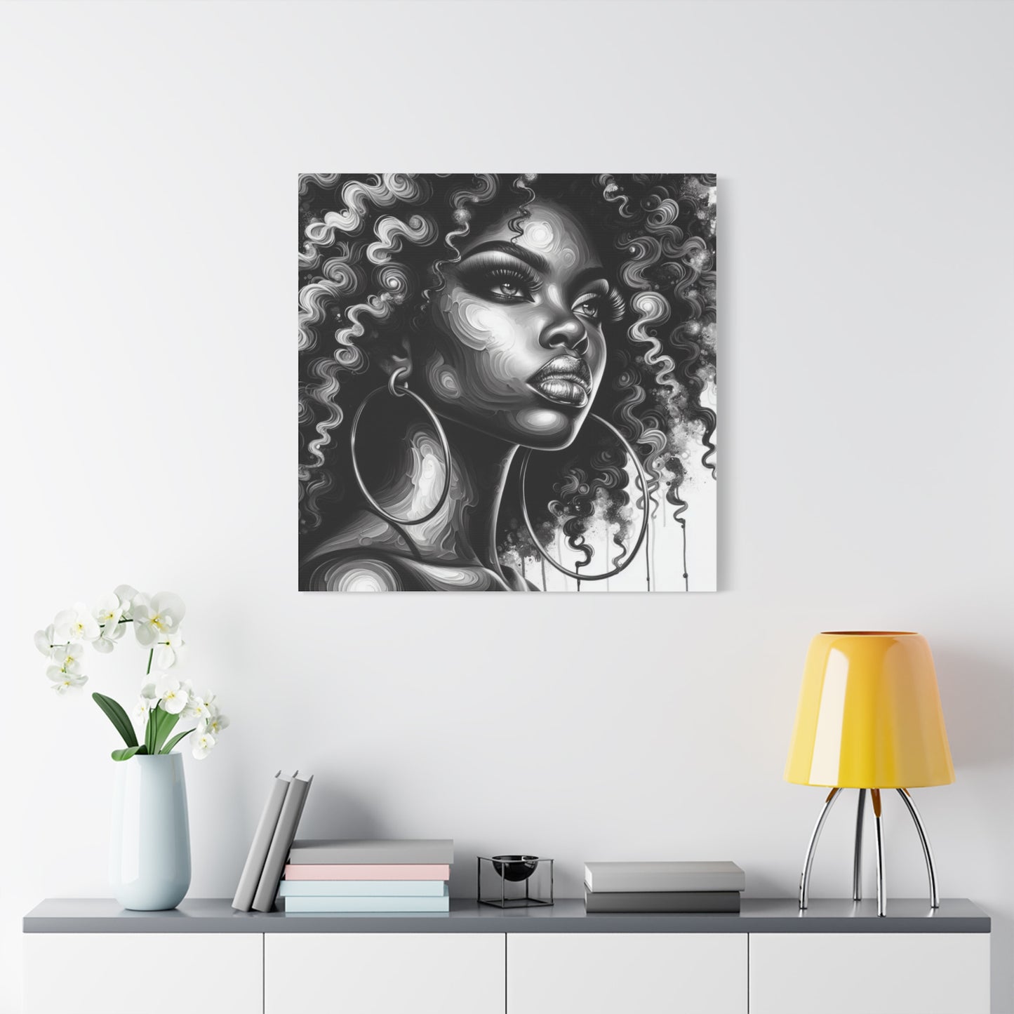 Beautiful Woman Abstract Black Canvas Art