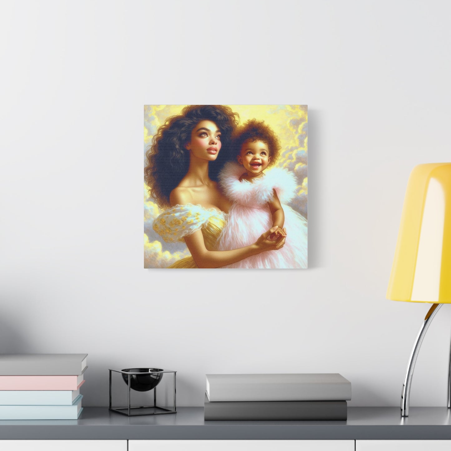 Mother and Daughter Black Canvas Art