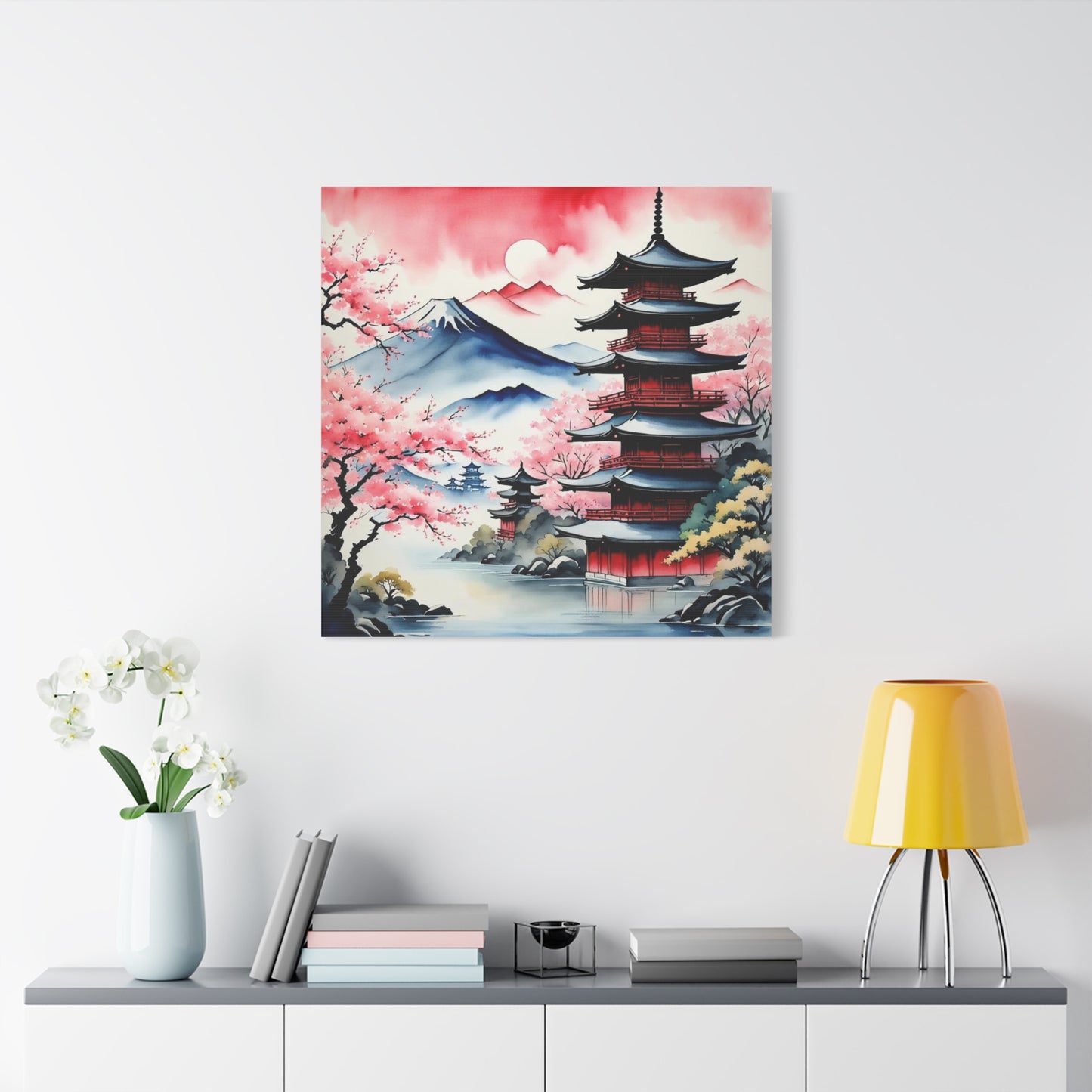 Sunset over the Mountains Asian Abstract Art
