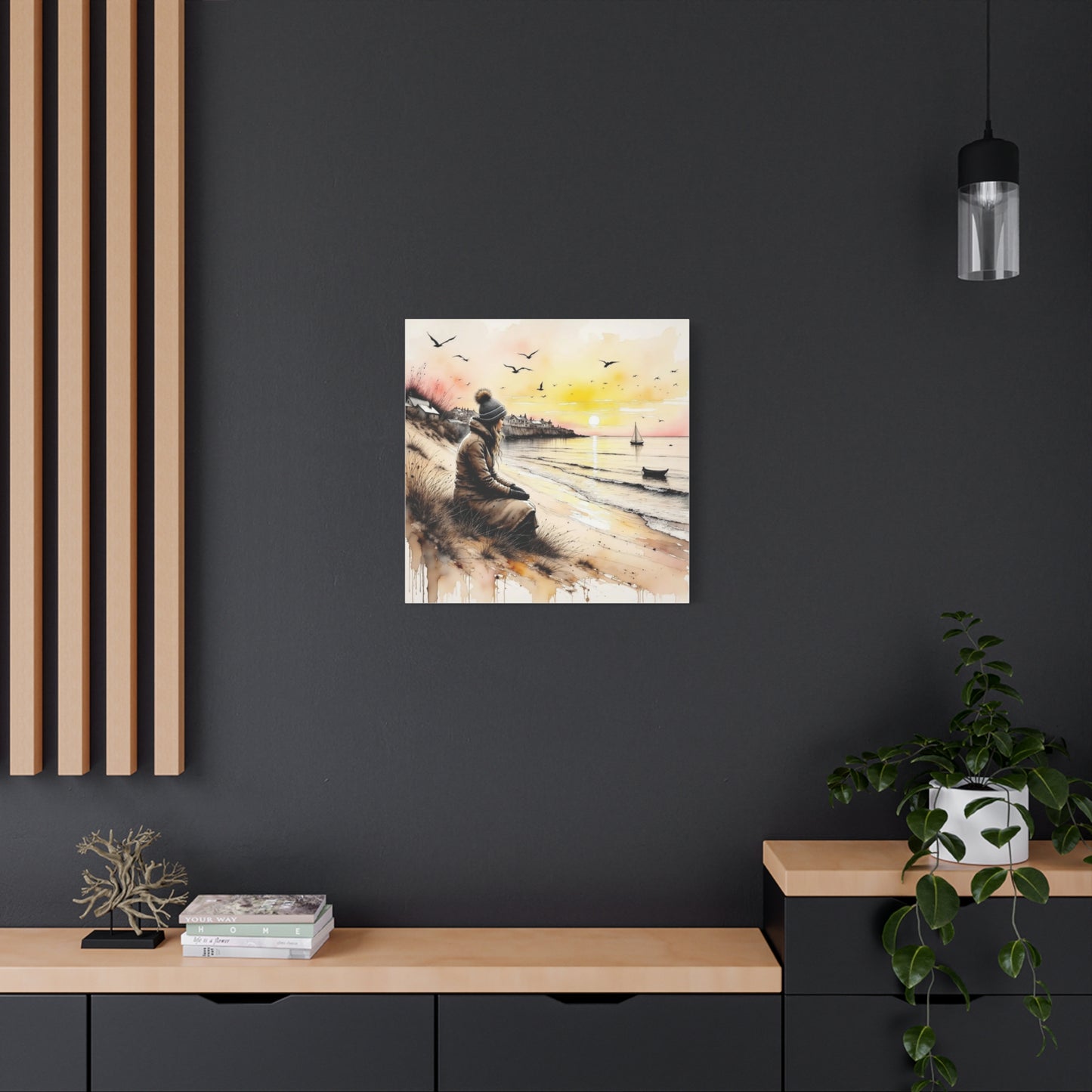Girl on the Beach in the Winter Abstract Art