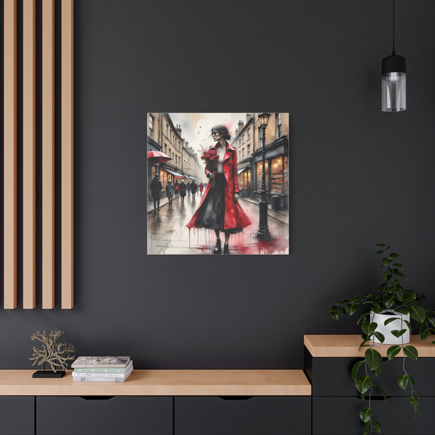 Lady in Red Coat 2 Abstract Art