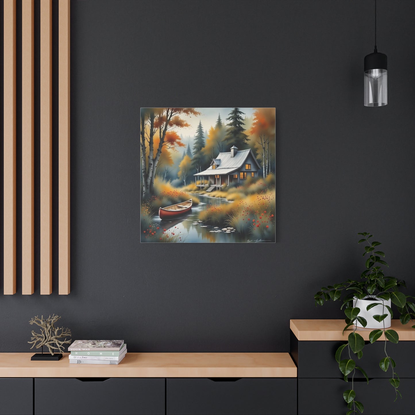 Cabin on a Stream Abstract Art