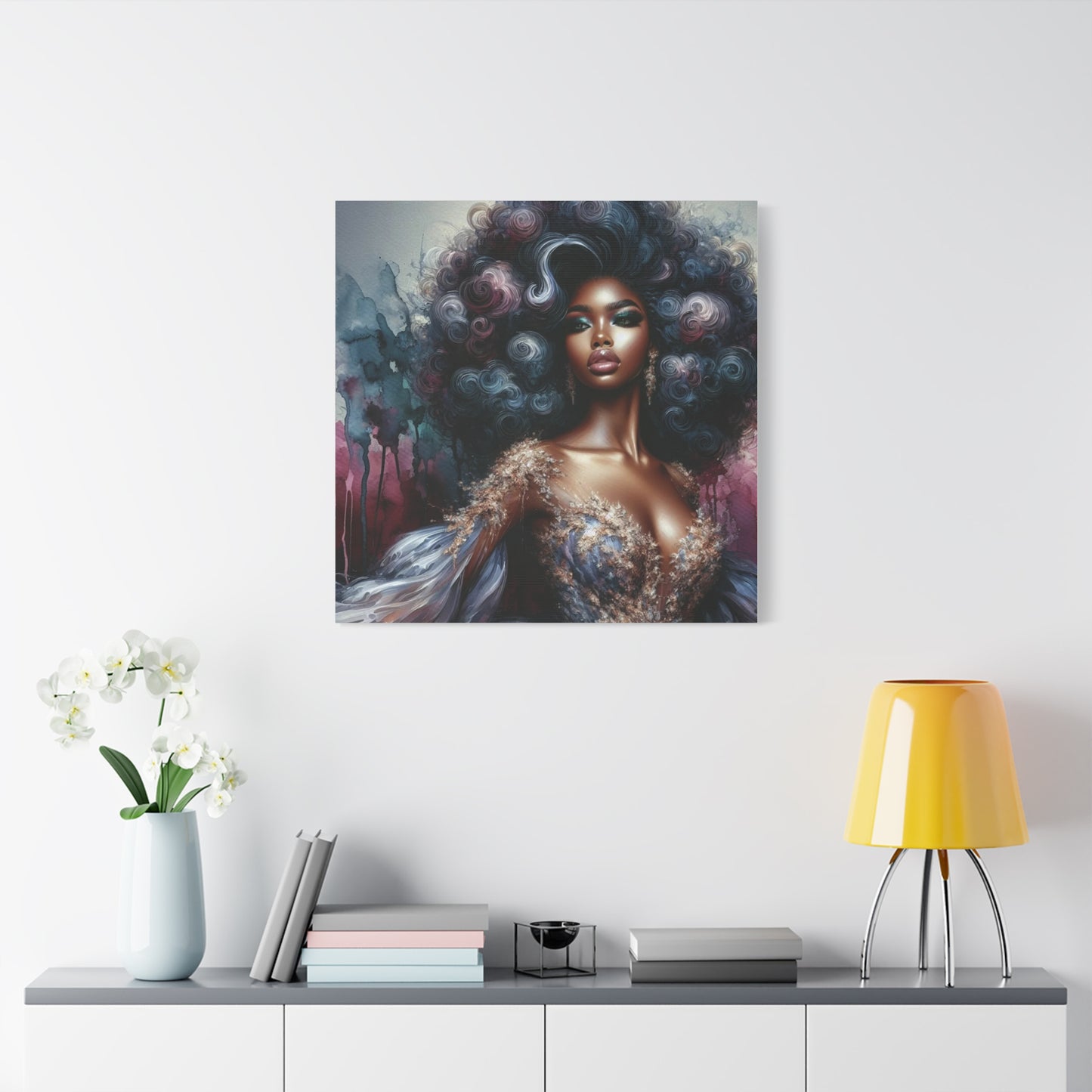 Beautiful Woman Black Canvas Art