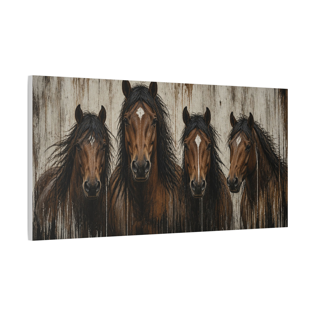 Brown Horses Matte Canvas Wall Art — Stretched 1.25"