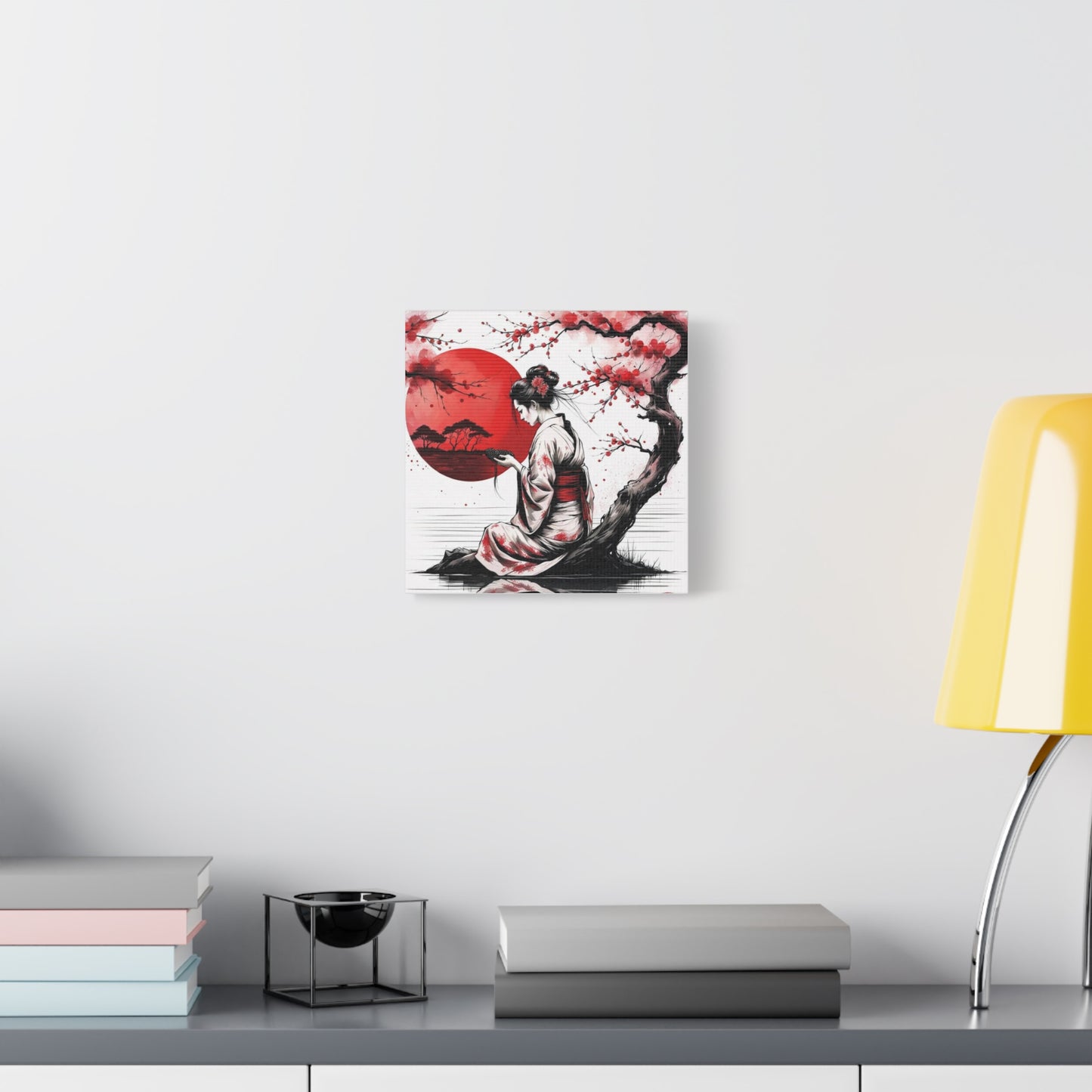 Geisha by the Tree Asian Abstract Art