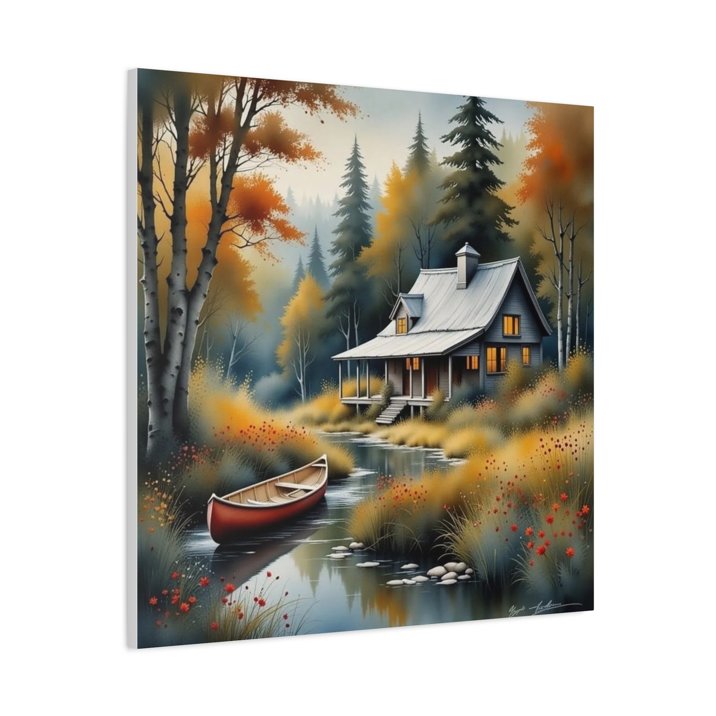 Cabin on a Stream Abstract Art