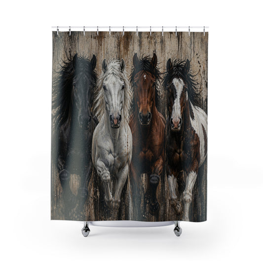 Wild Horse Herd Rustic Shower Curtain