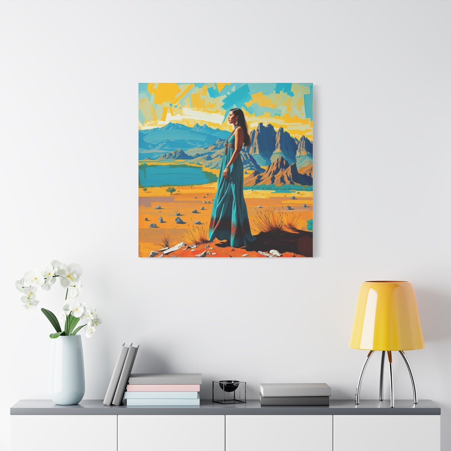 Canvas Print -Vibrant Native American Woman Wall Art