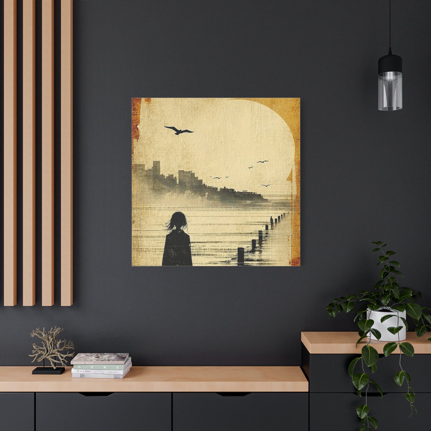 Girl on a Pier Abstract Art