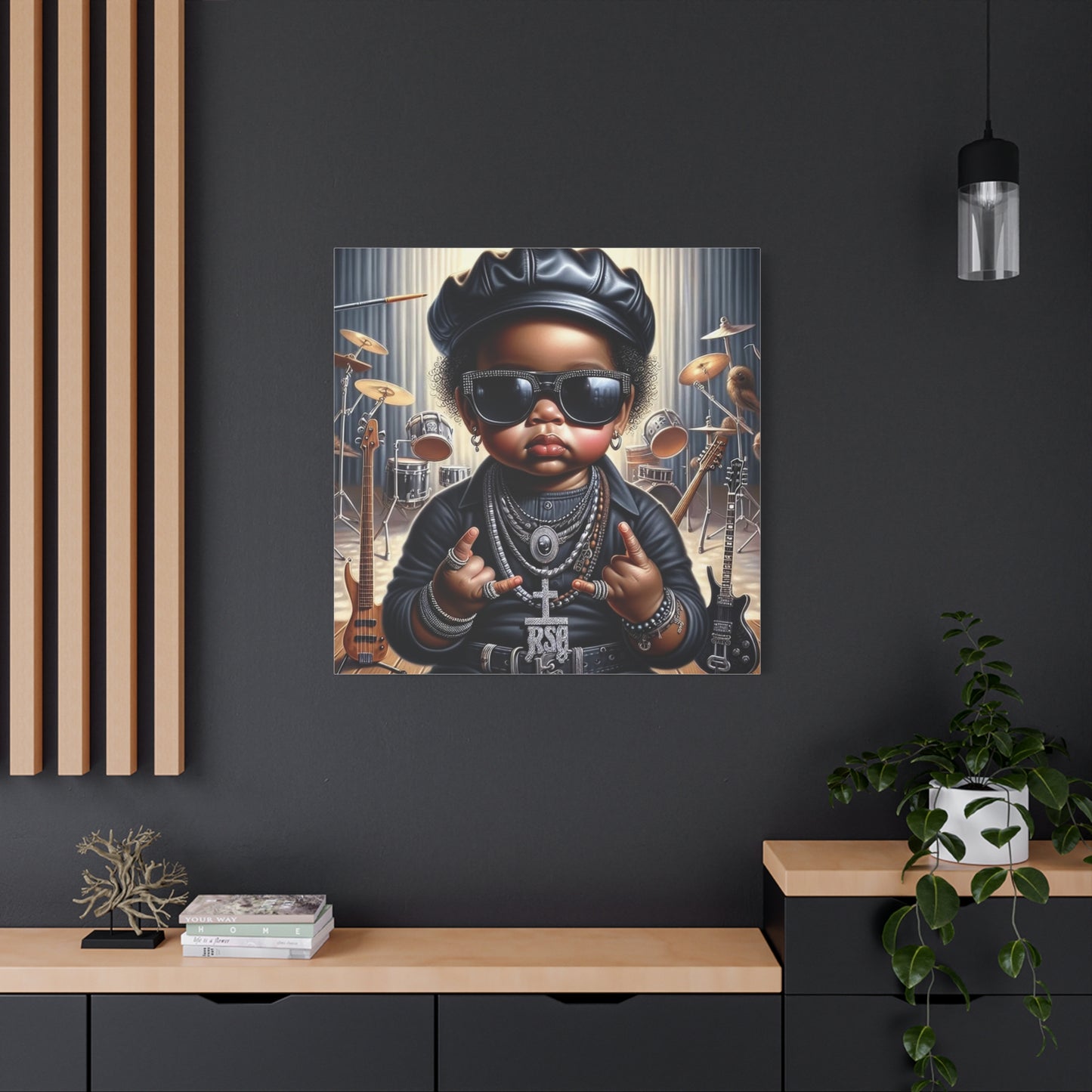 Cool Little Boy Black Canvas Art