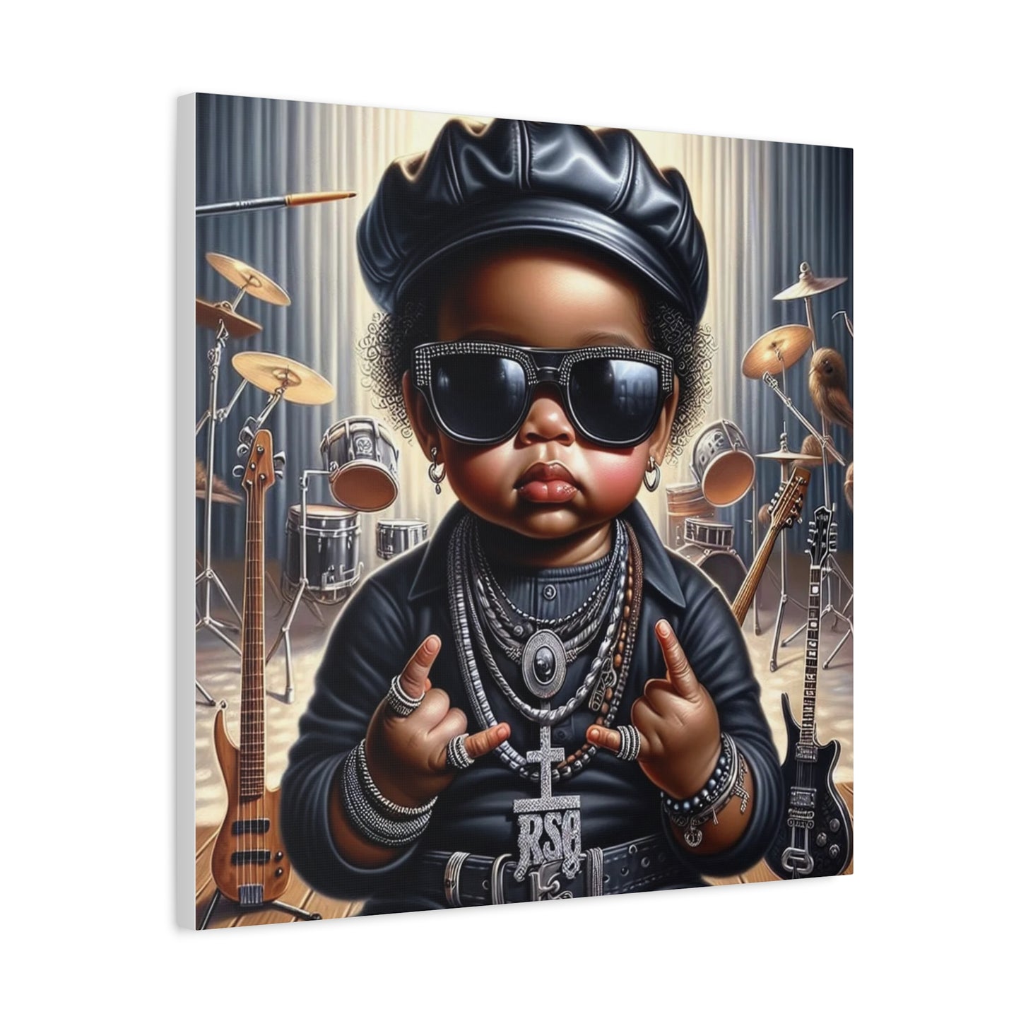 Cool Little Boy Black Canvas Art
