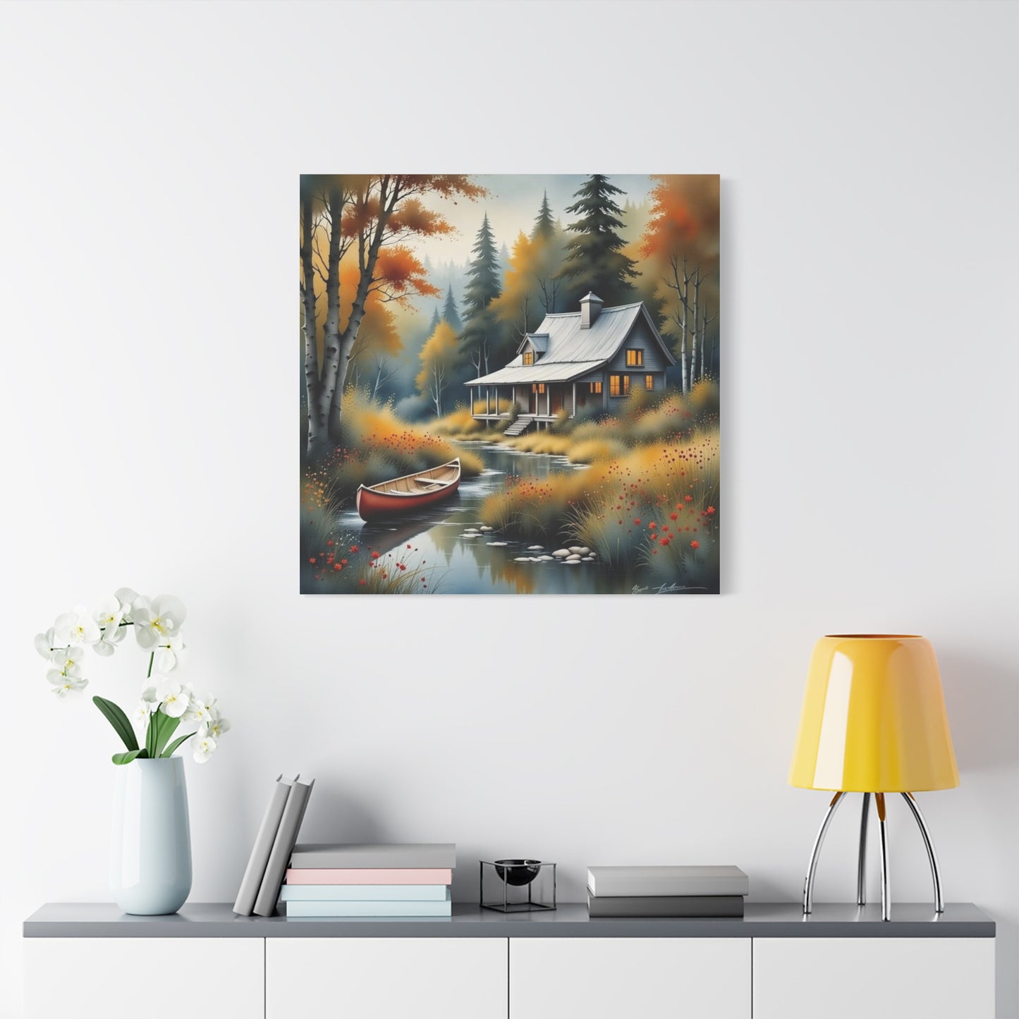 Cabin on a Stream Abstract Art