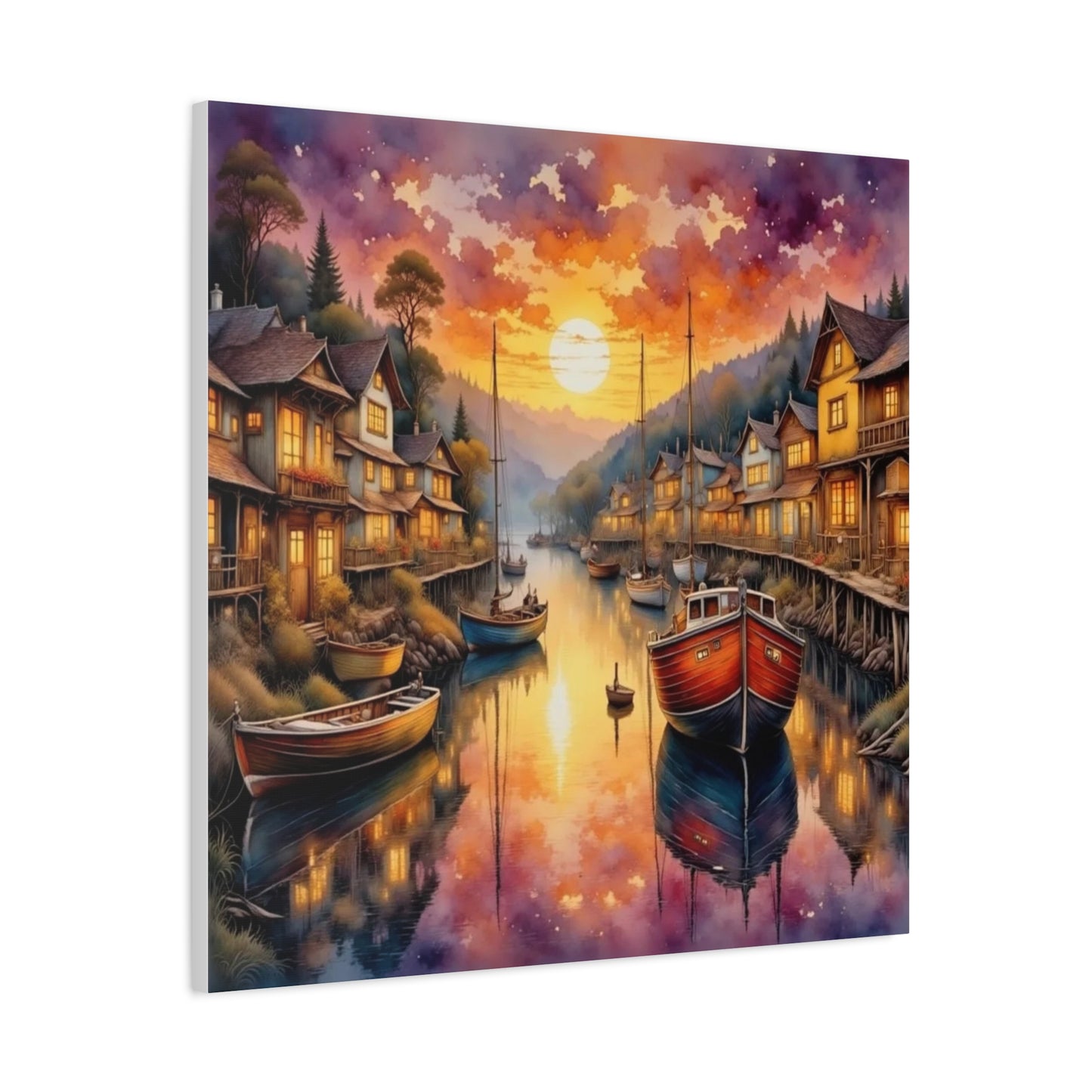 Twilight in the Harbor Abstract Art