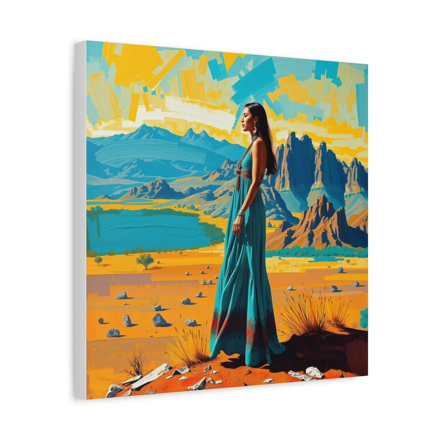 Canvas Print -Vibrant Native American Woman Wall Art