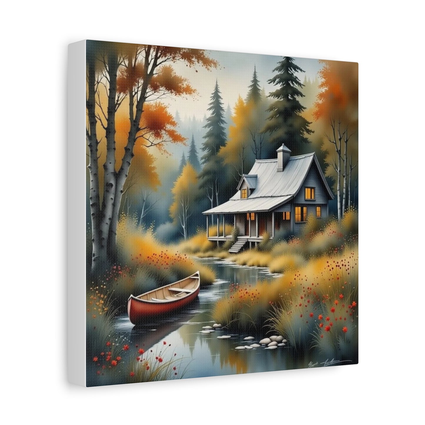 Cabin on a Stream Abstract Art