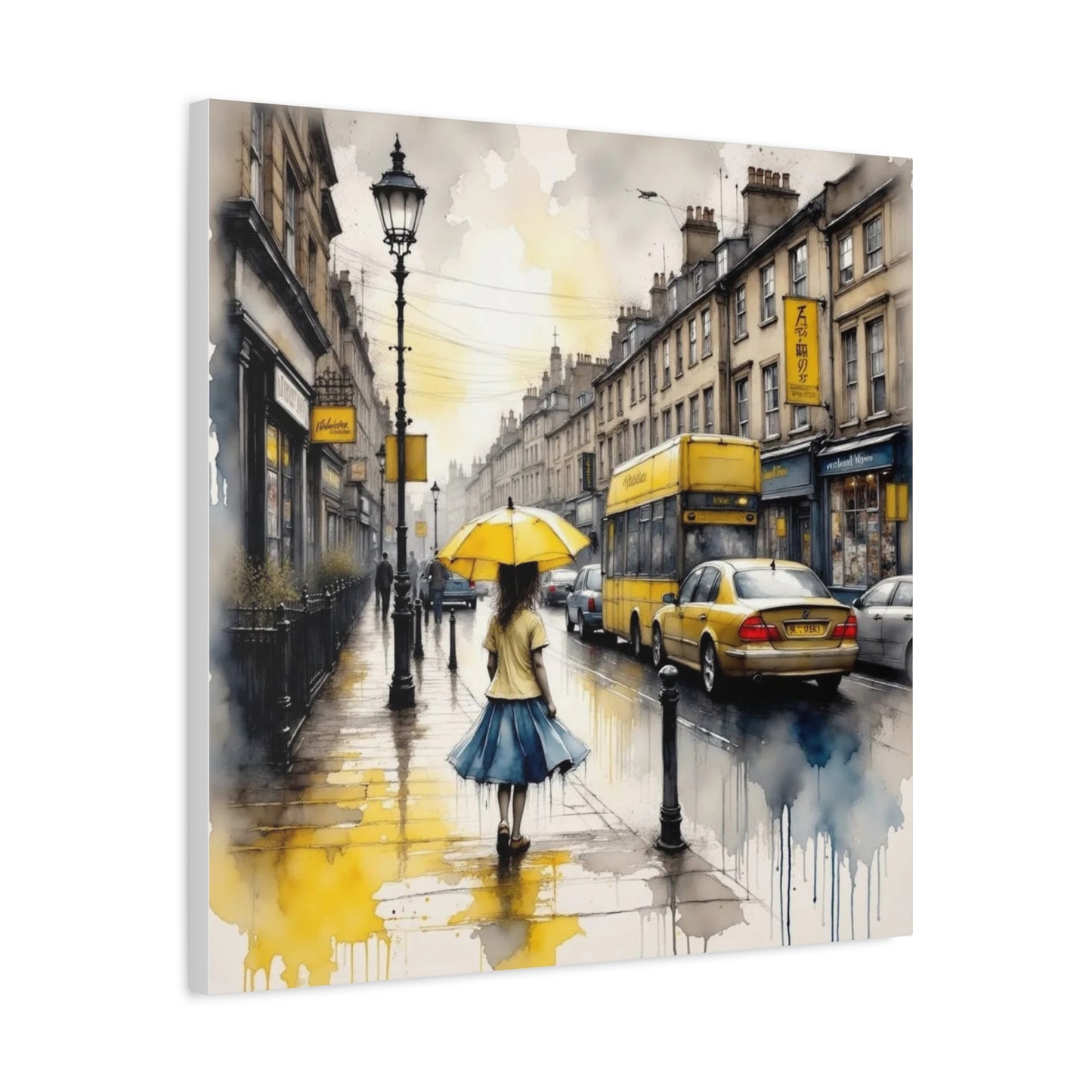 Girl with the Yellow Umbrella Abstract Art