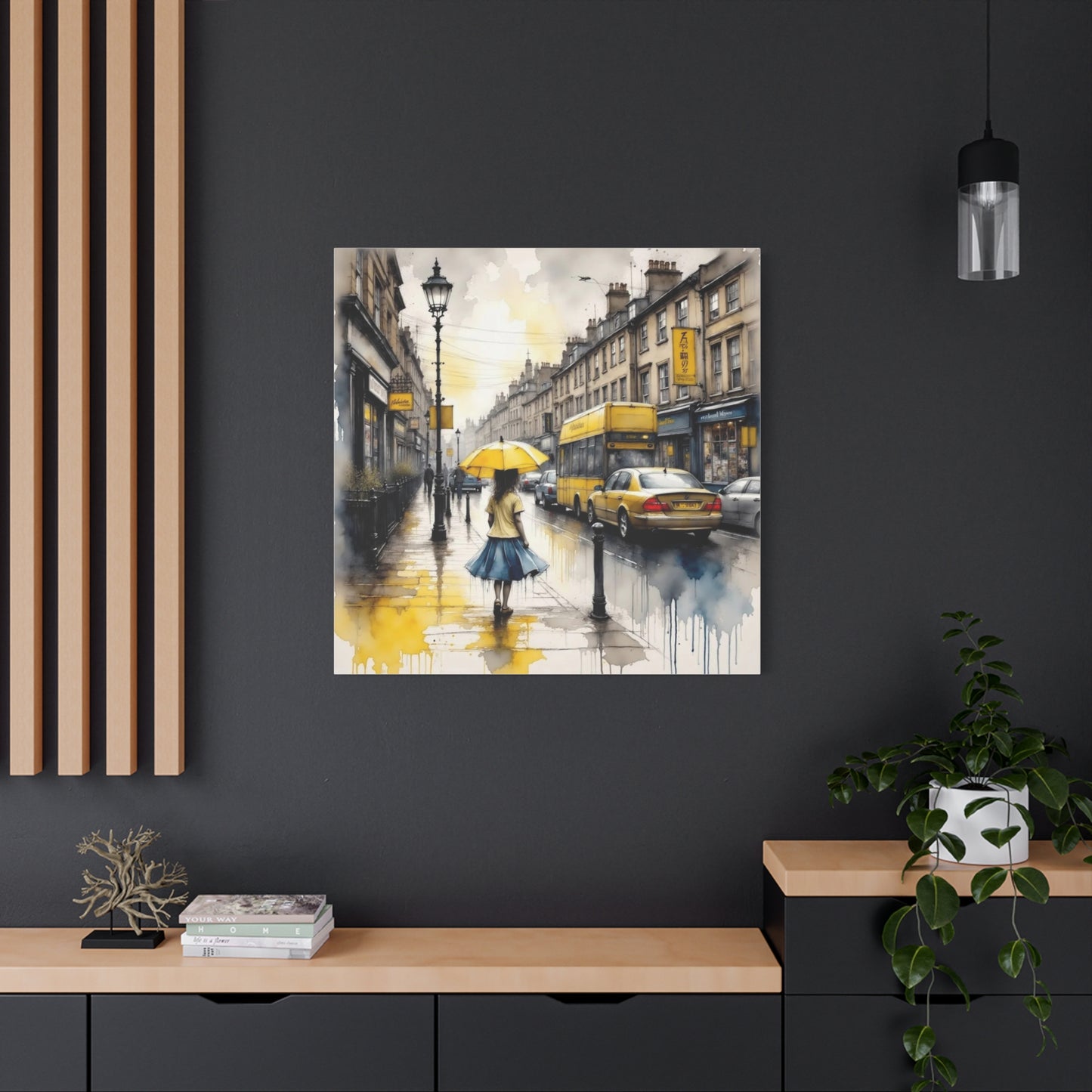 Girl with the Yellow Umbrella Abstract Art