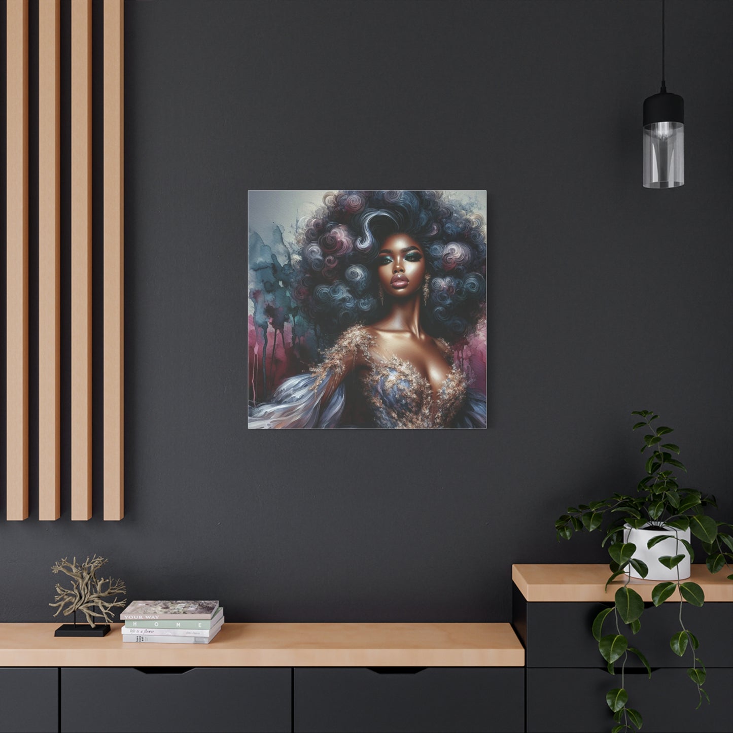 Beautiful Woman Black Canvas Art