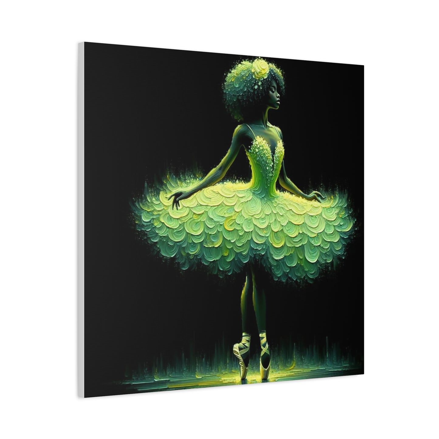 Beautiful Black Ballerina in Yellow Canvas Art