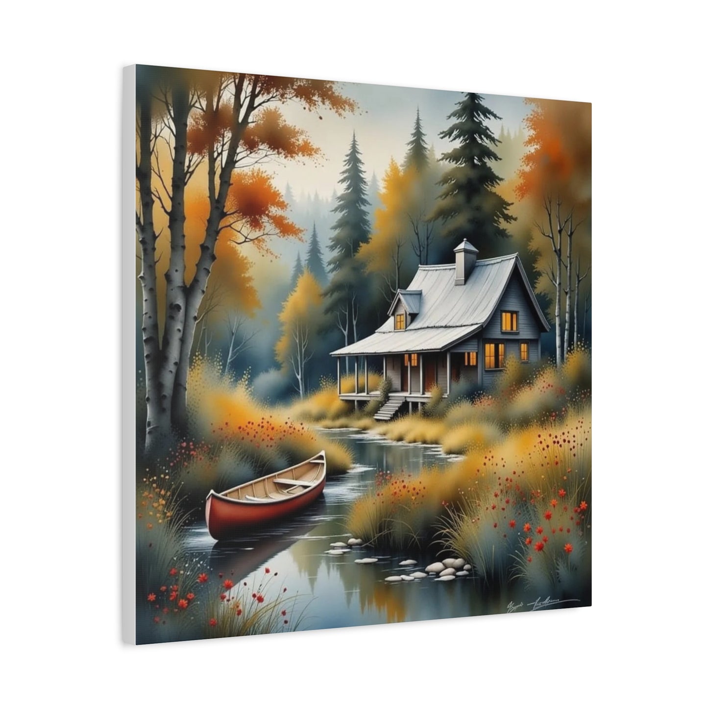 Cabin on a Stream Abstract Art