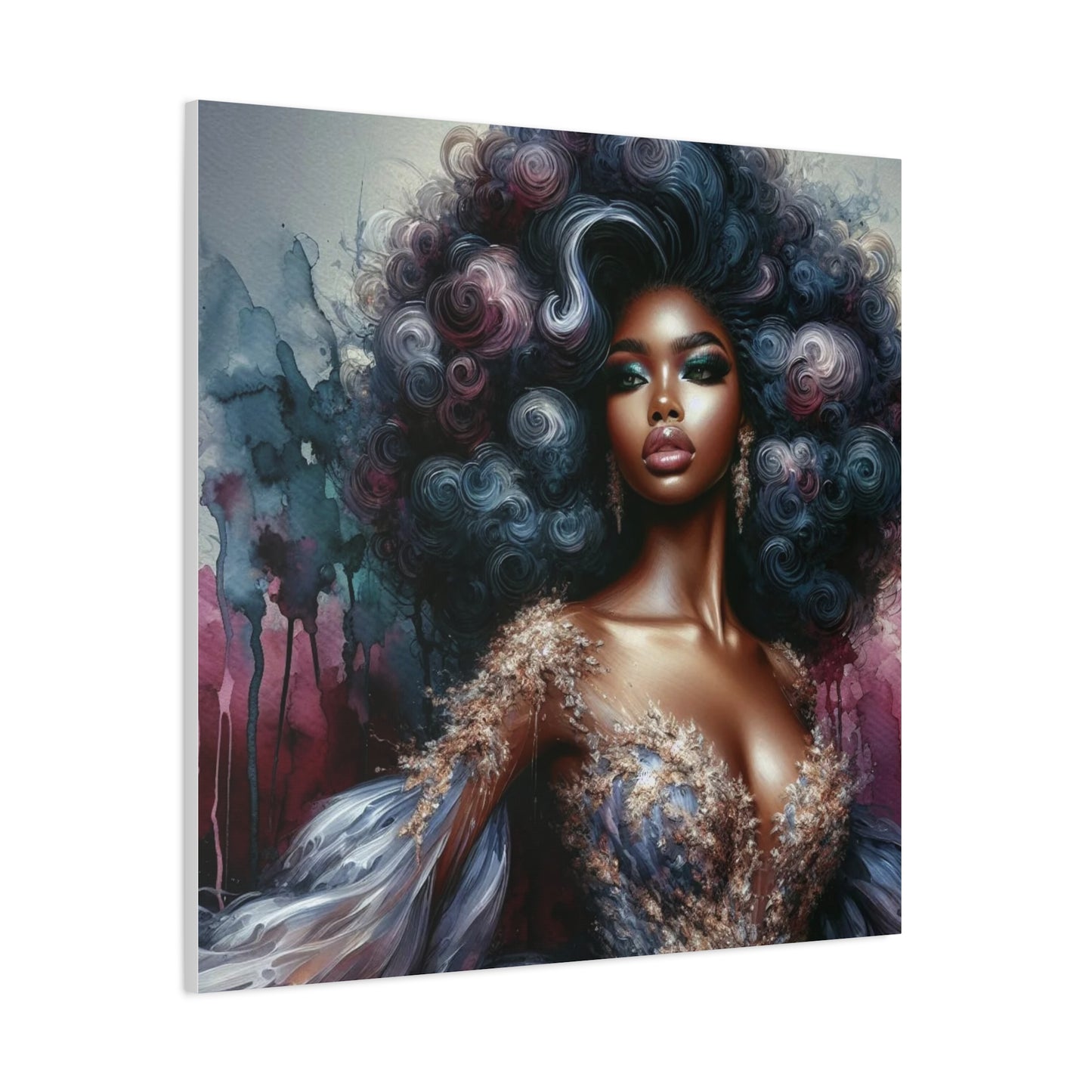 Beautiful Woman Black Canvas Art