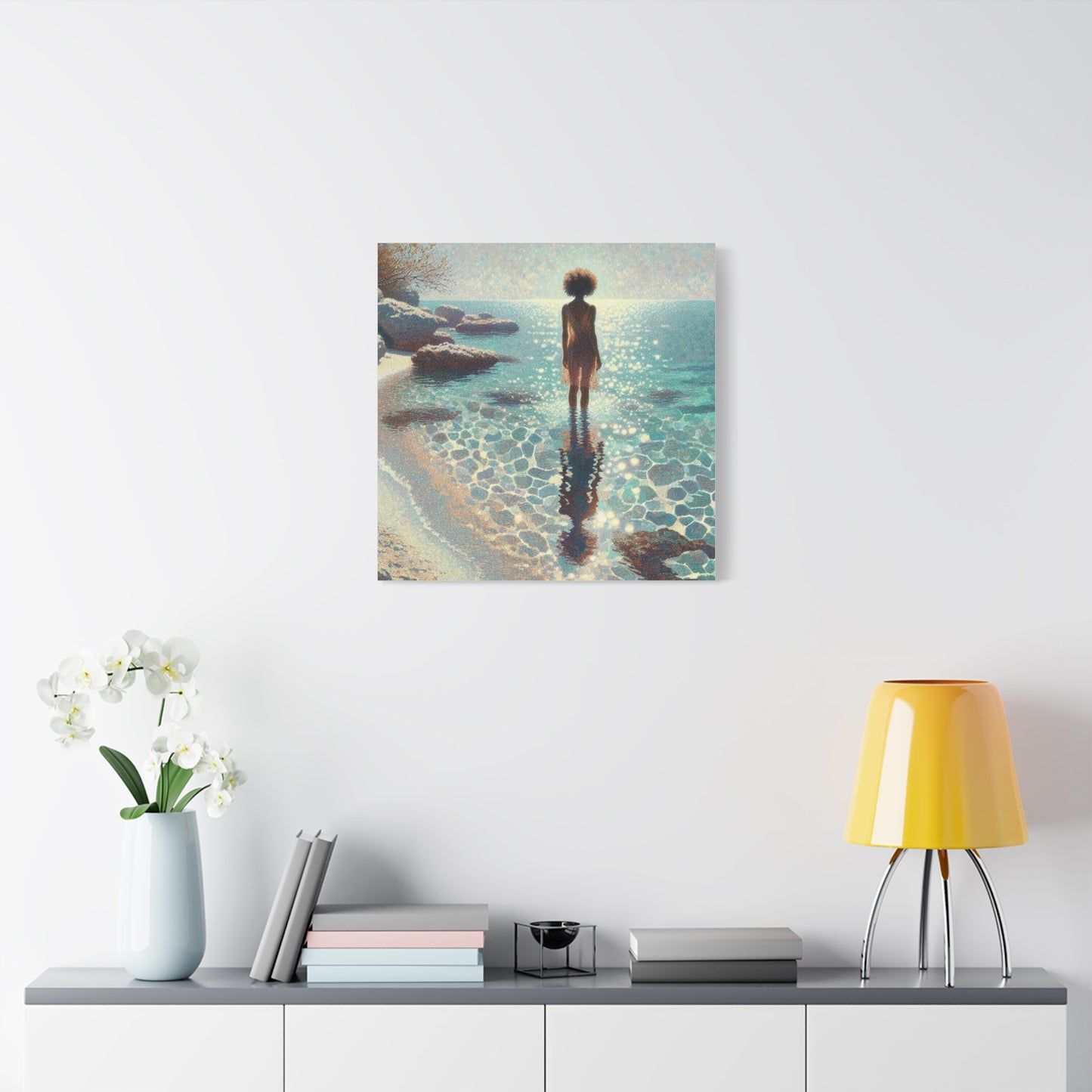 Beautiful Black Woman at the Beach Canvas Art