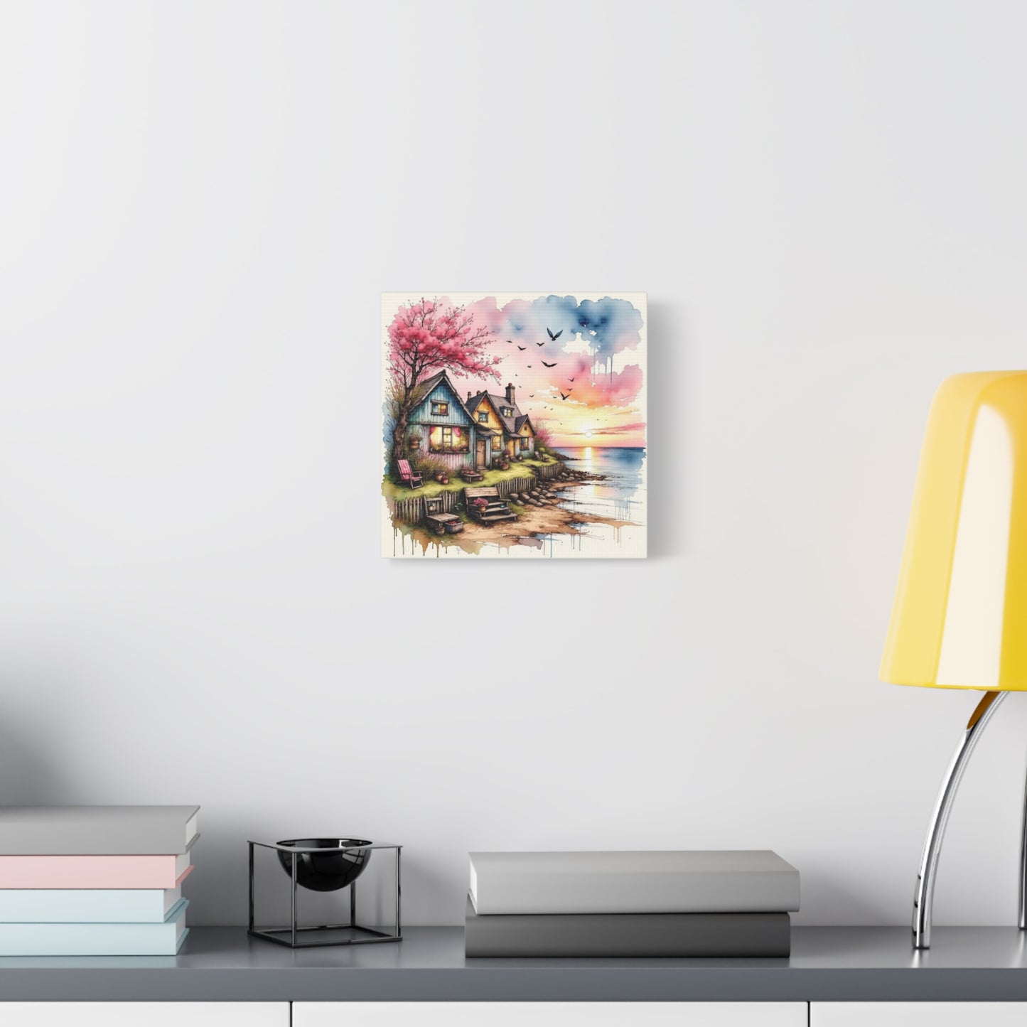 Watercolor Beach Front View Abstract Art