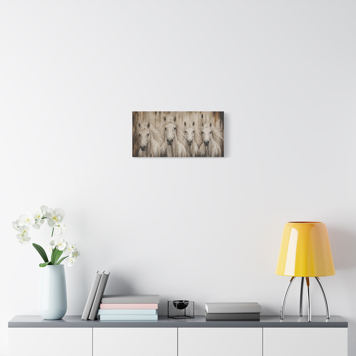 White Horses Matte Canvas Wall Art — Stretched 1.25"