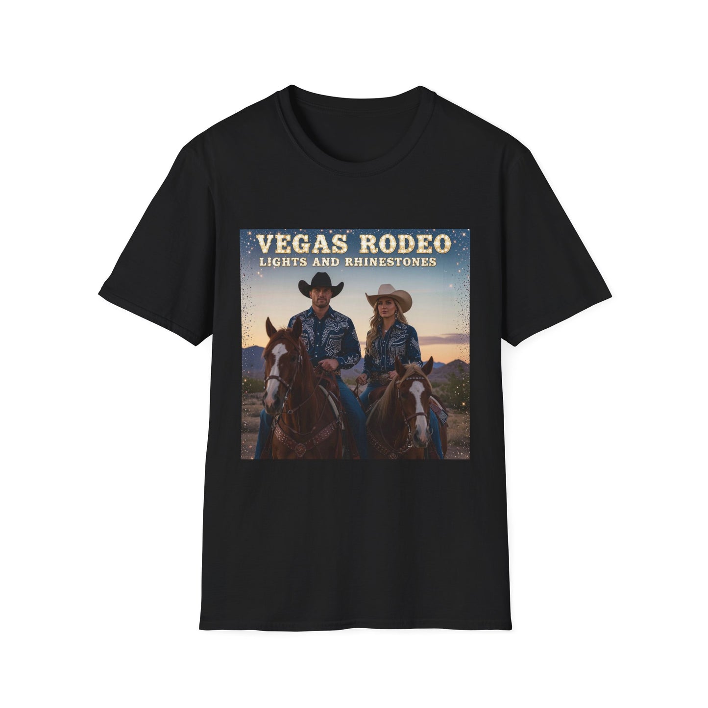 Vegas Rodeo Lights and Rhinestones Western Boho, Unisex T-Shirt,