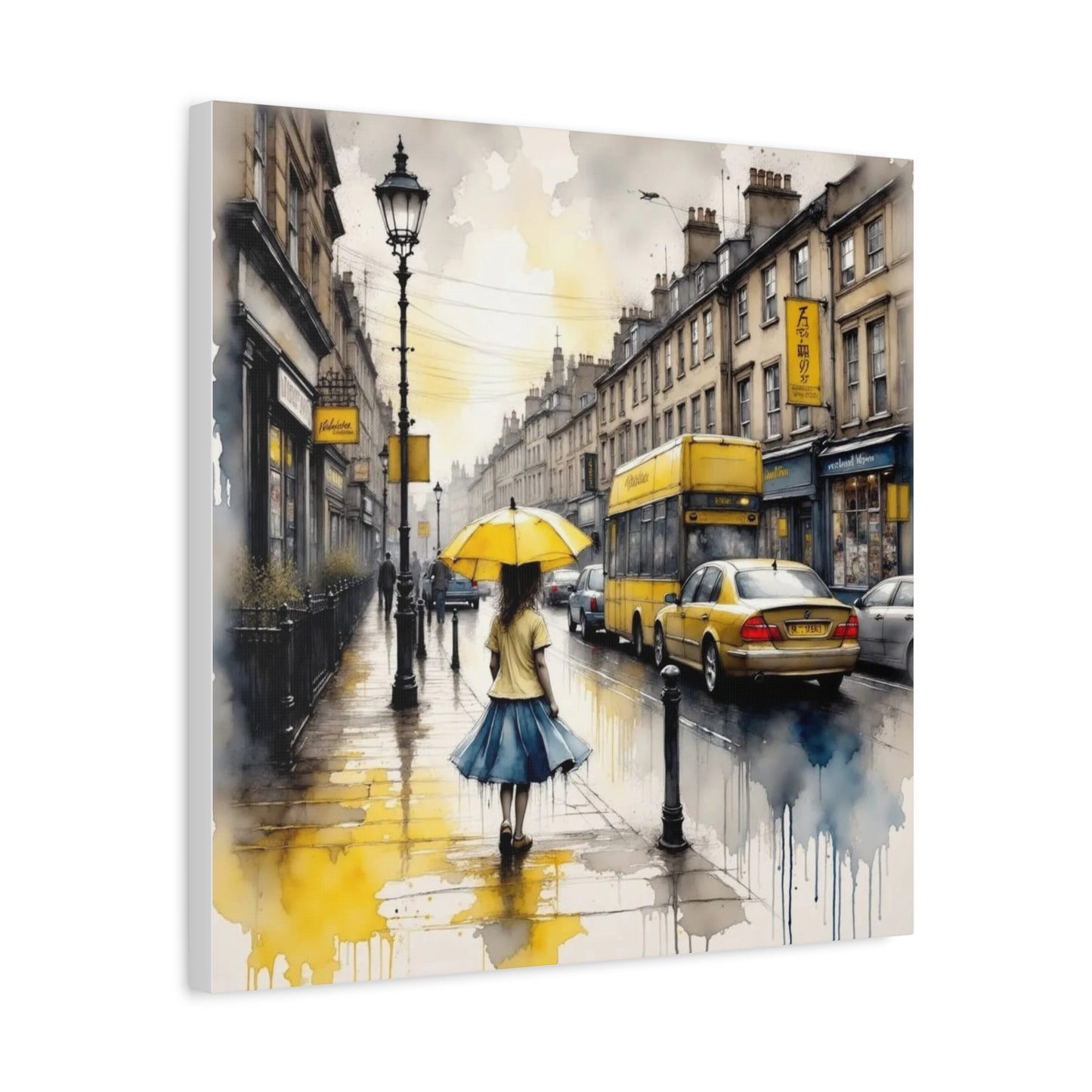 Girl with the Yellow Umbrella Abstract Art