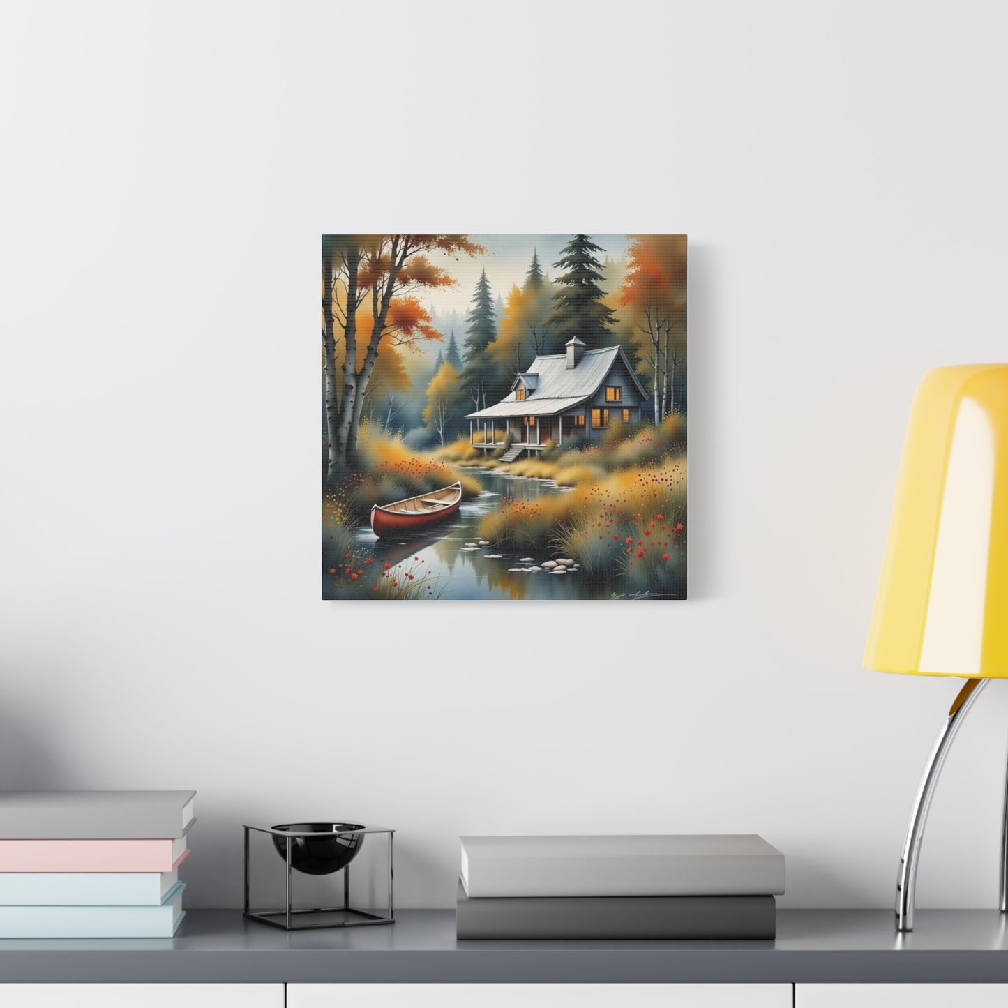 Cabin on a Stream Abstract Art