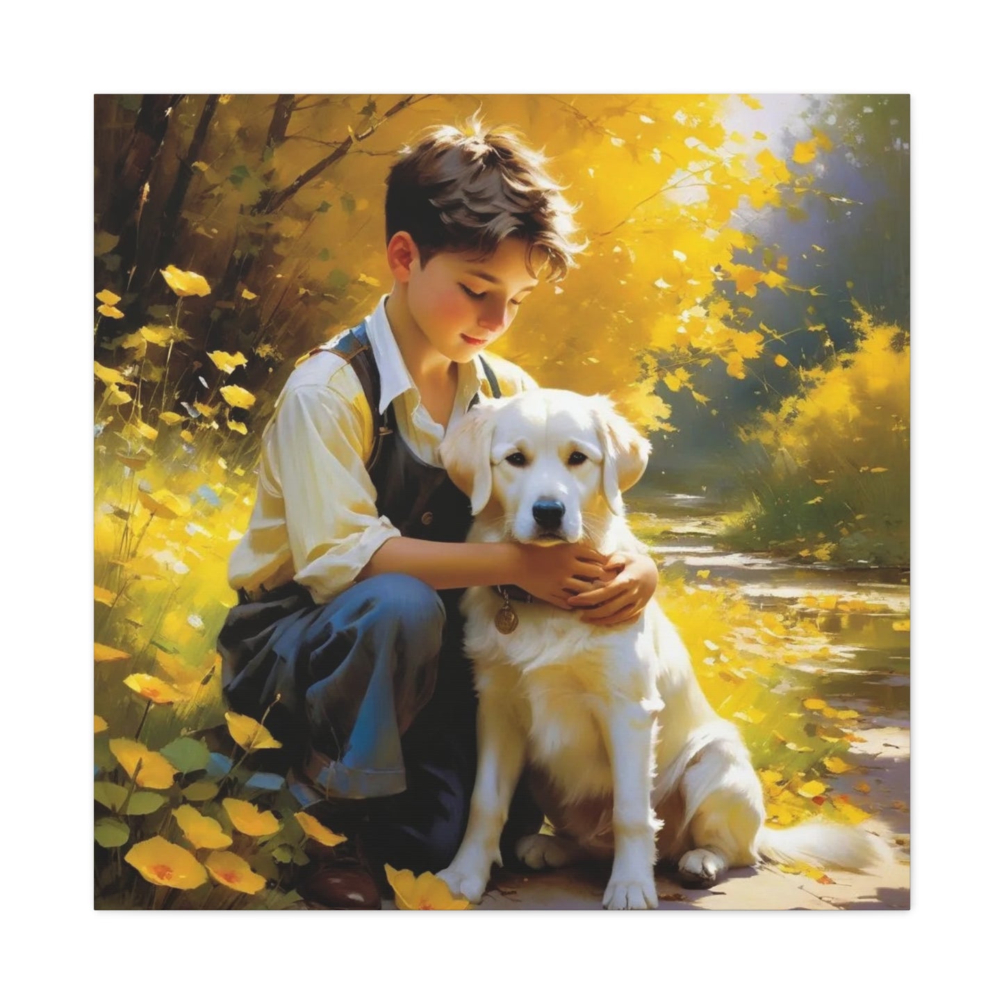 A Boy and His Labrador Retriever Puppy Art
