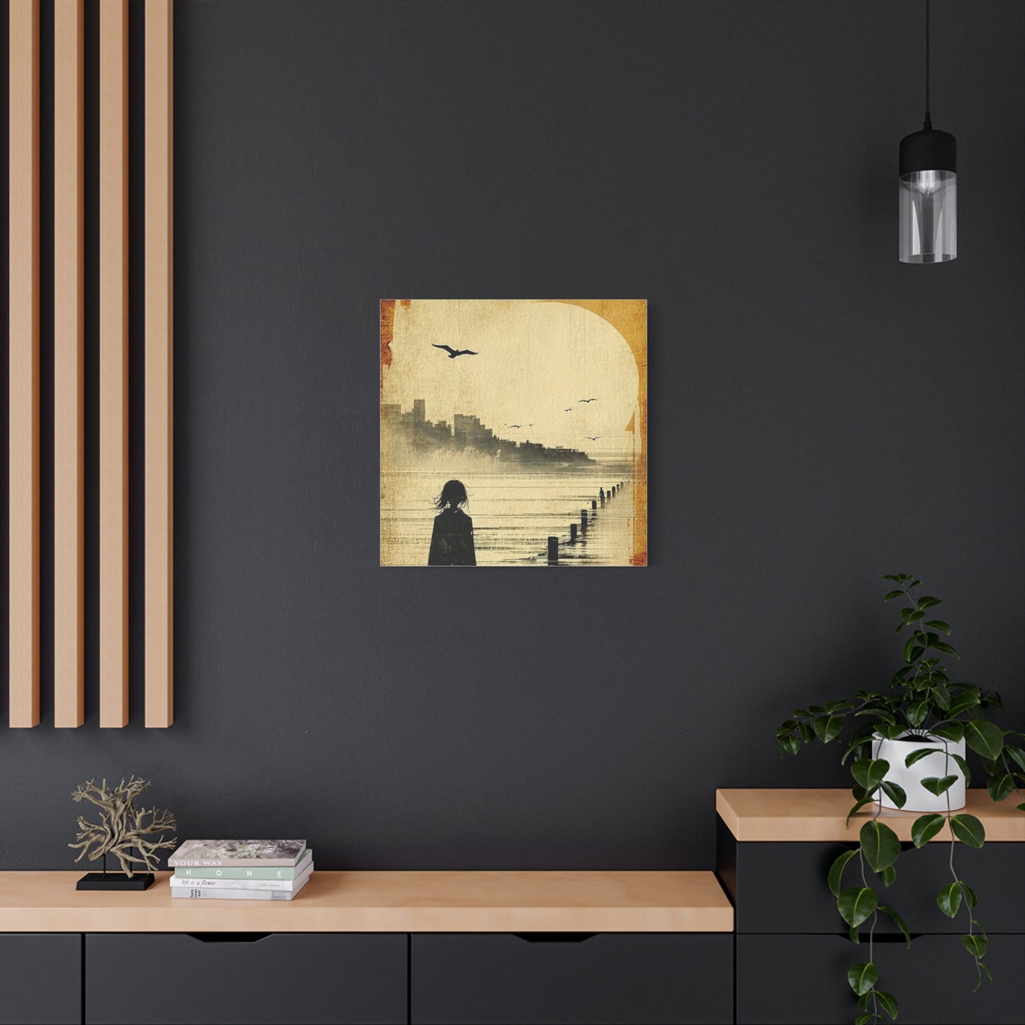 Girl on a Pier Abstract Art