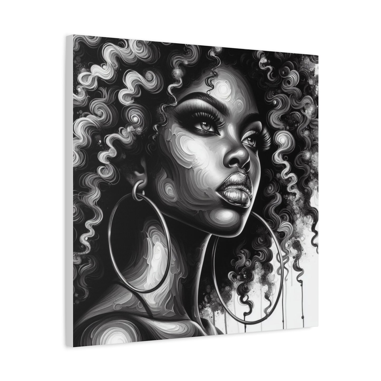 Beautiful Woman Abstract Black Canvas Art