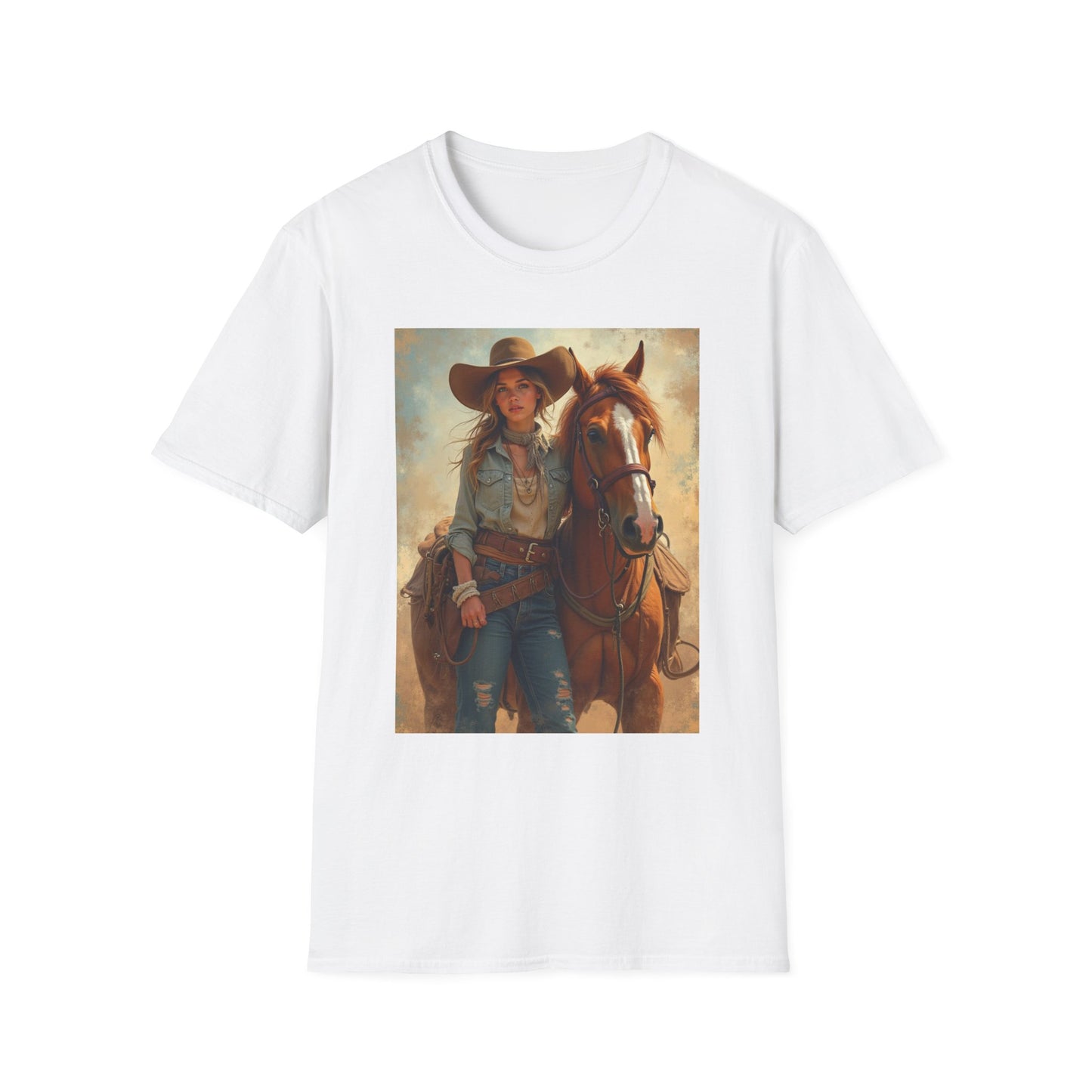 Girl and Her Horse Western Boho, Unisex T-Shirt,
