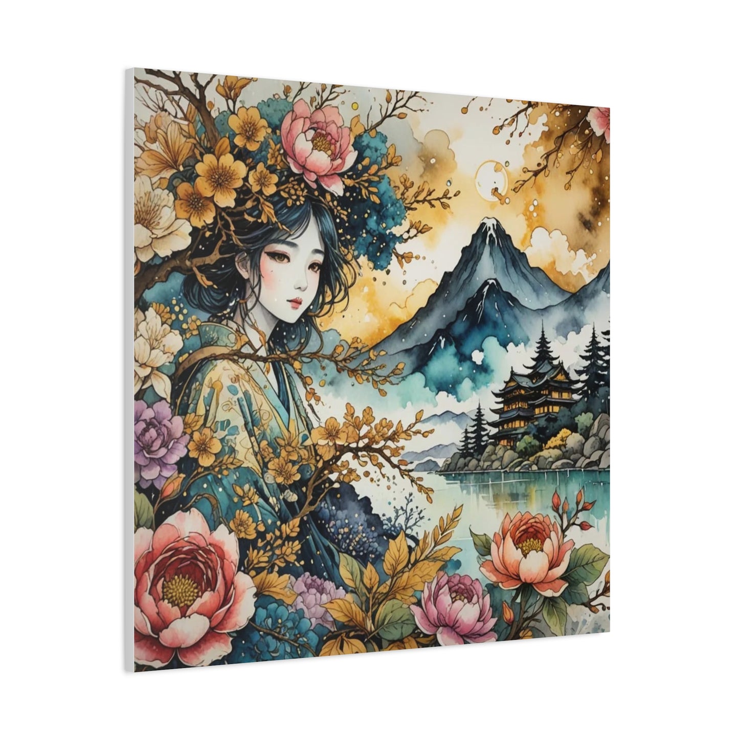 Lady in the Woods Asian Abstract Art