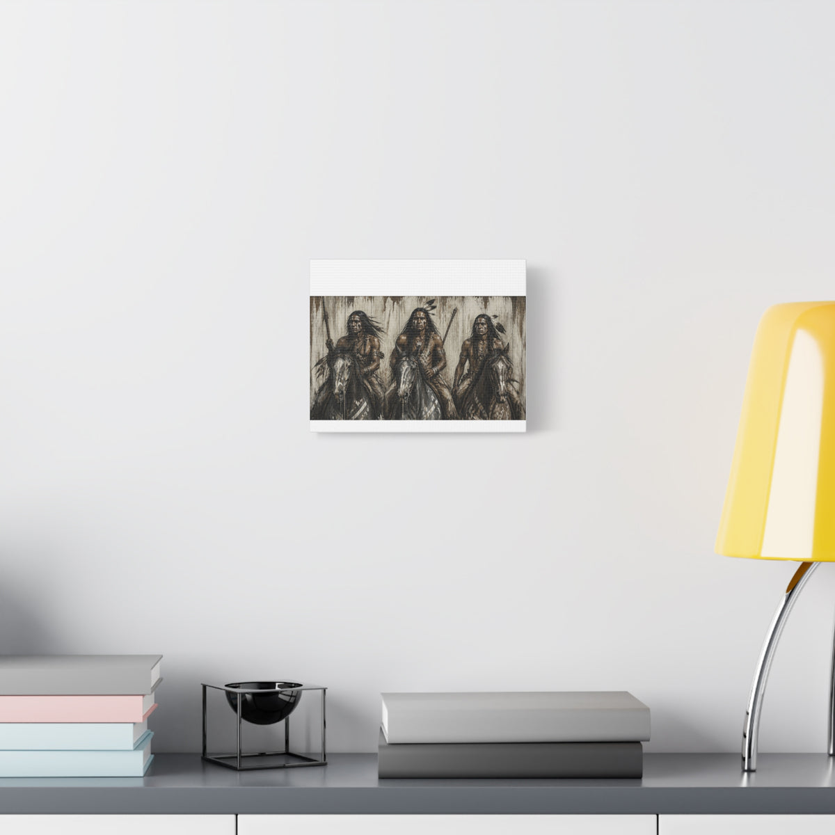 Native American Warriors Canvas Print — Three Horsemen Matte Stretched Wall Art